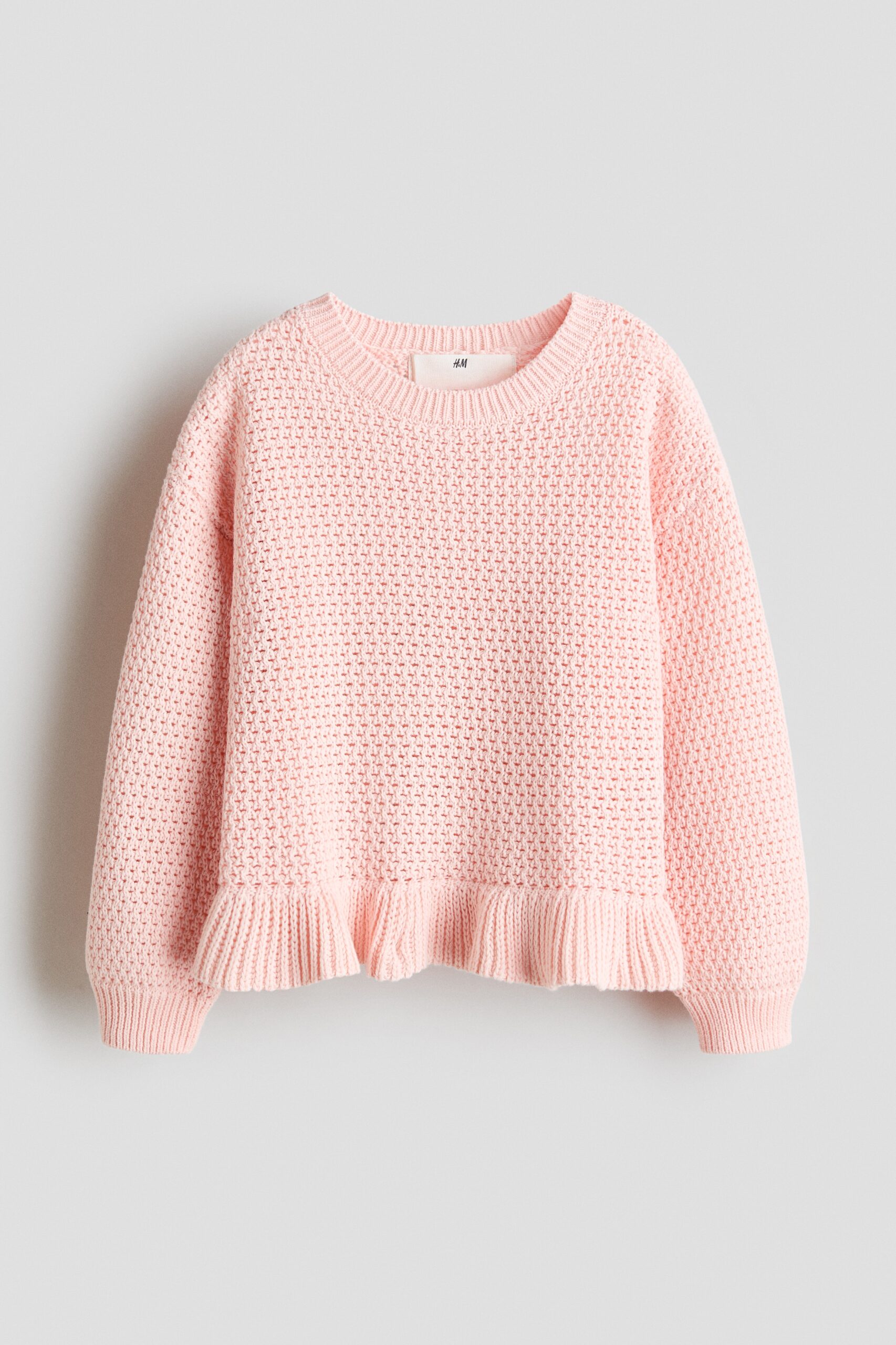 H & M - Ajourgebreide katoenen trui - Lichtroze