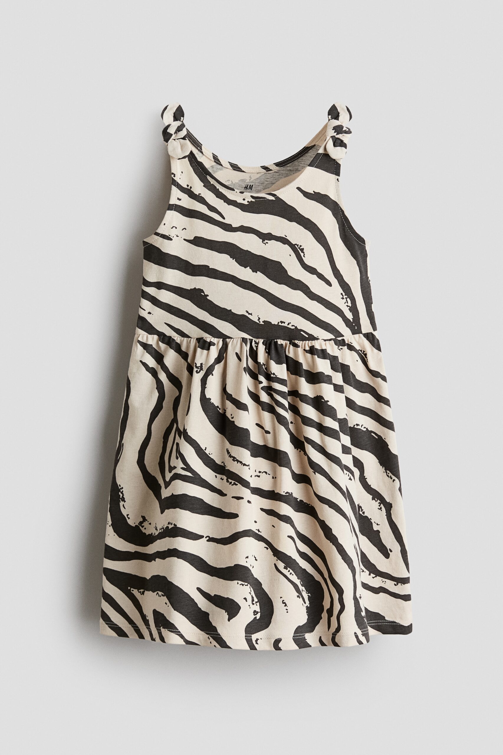 H & M - Katoenen jurk met print - Lichtbeige/Zebradessin
