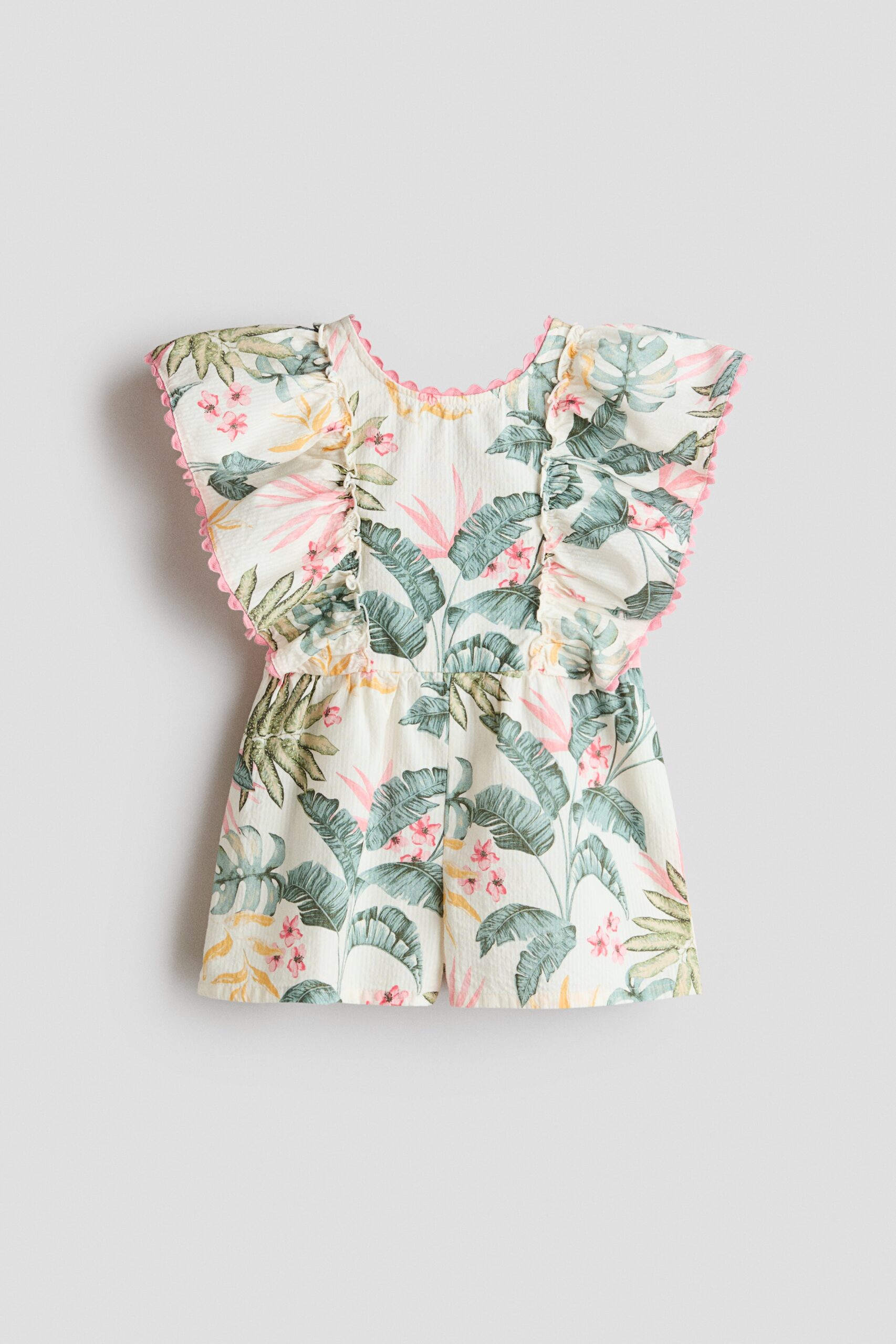 H & M - Katoenen jumpsuit - Roomwit/Bloemen
