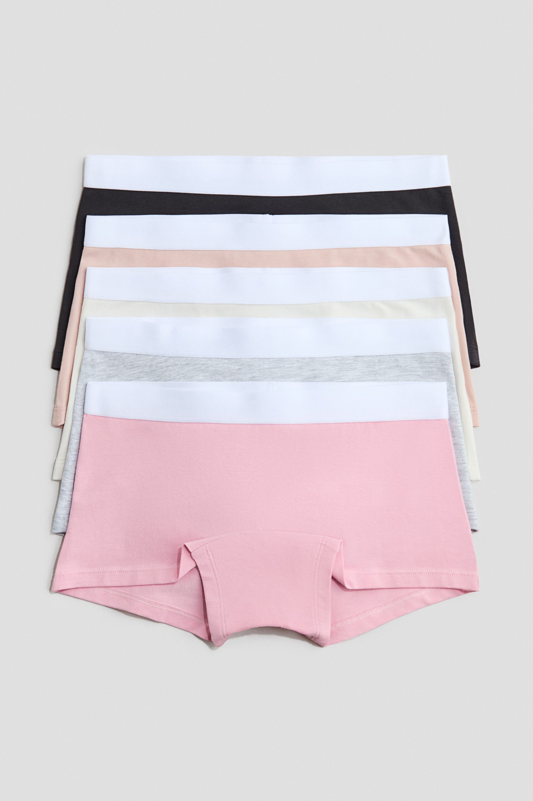 H & M - Set van 5 katoenen boxerslips - Perzikroze/Zwart