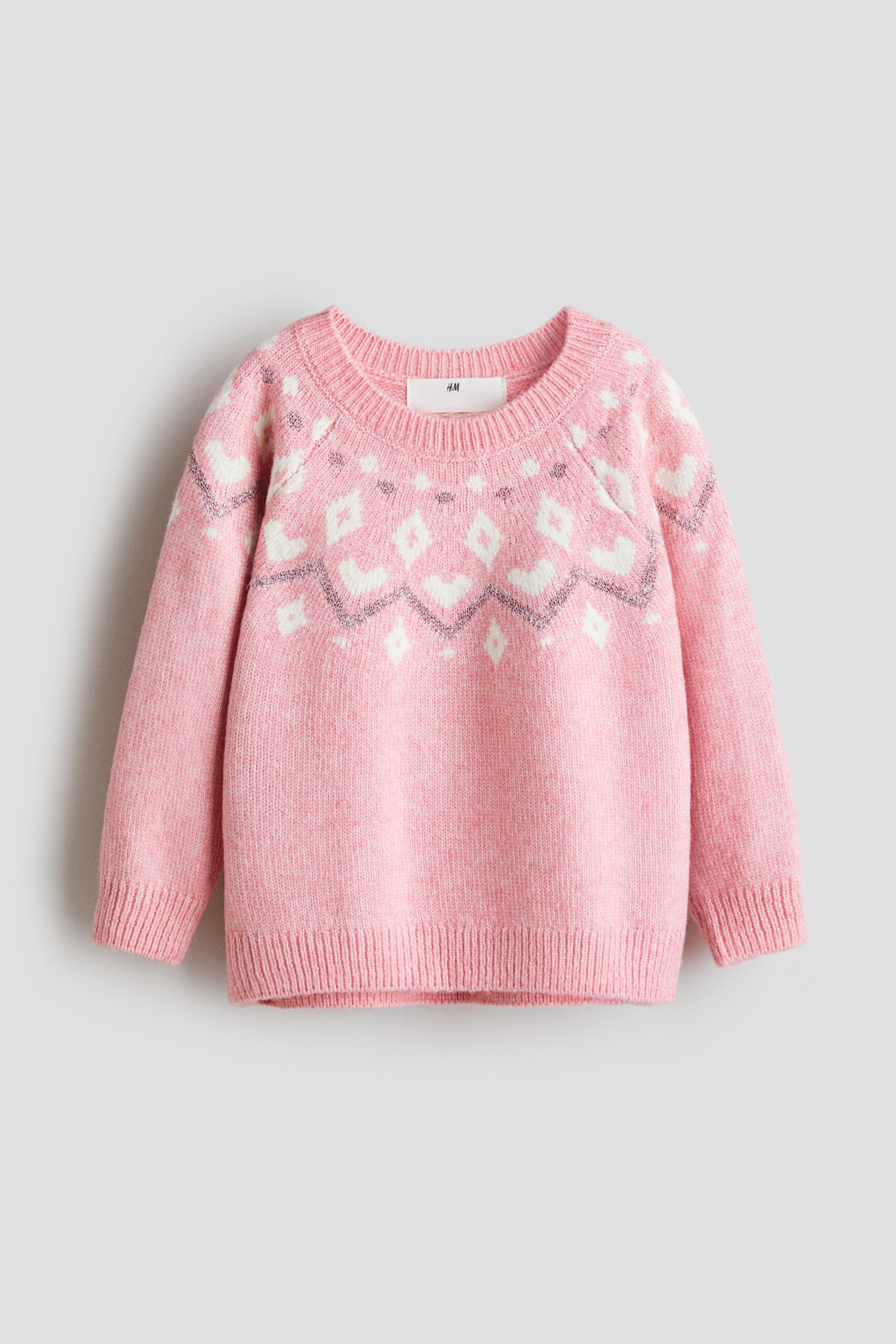 H & M - Jacquardgebreide trui - Roze/Dessin