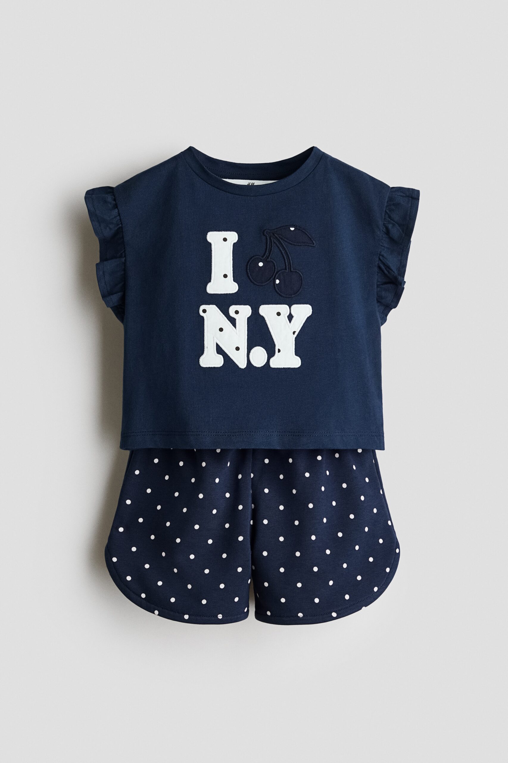 H & M - Tweedelige set - Top en short - Marineblauw/Ny