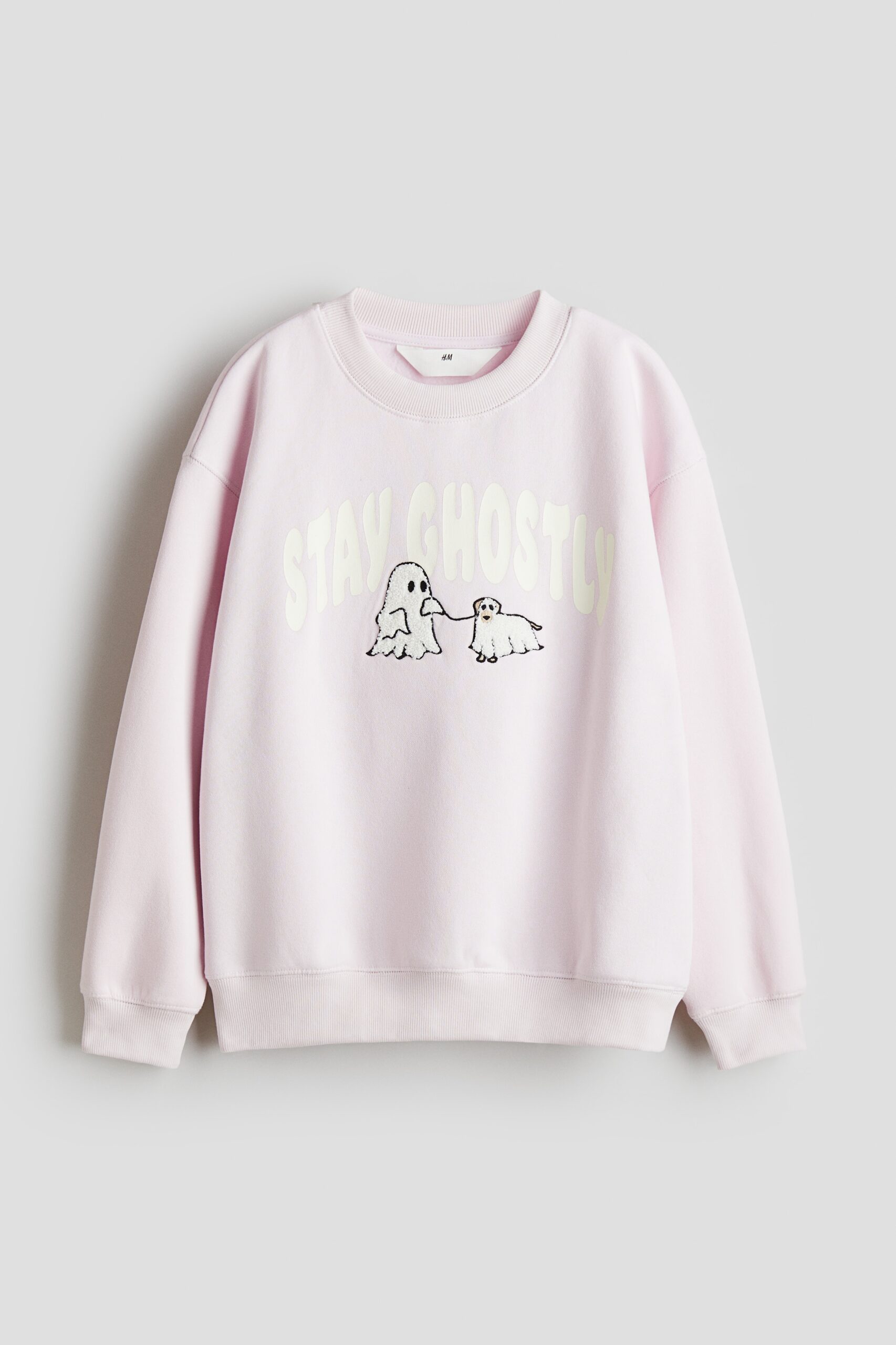 H & M - Sweater met motief - Poederroze/Stay Ghostly