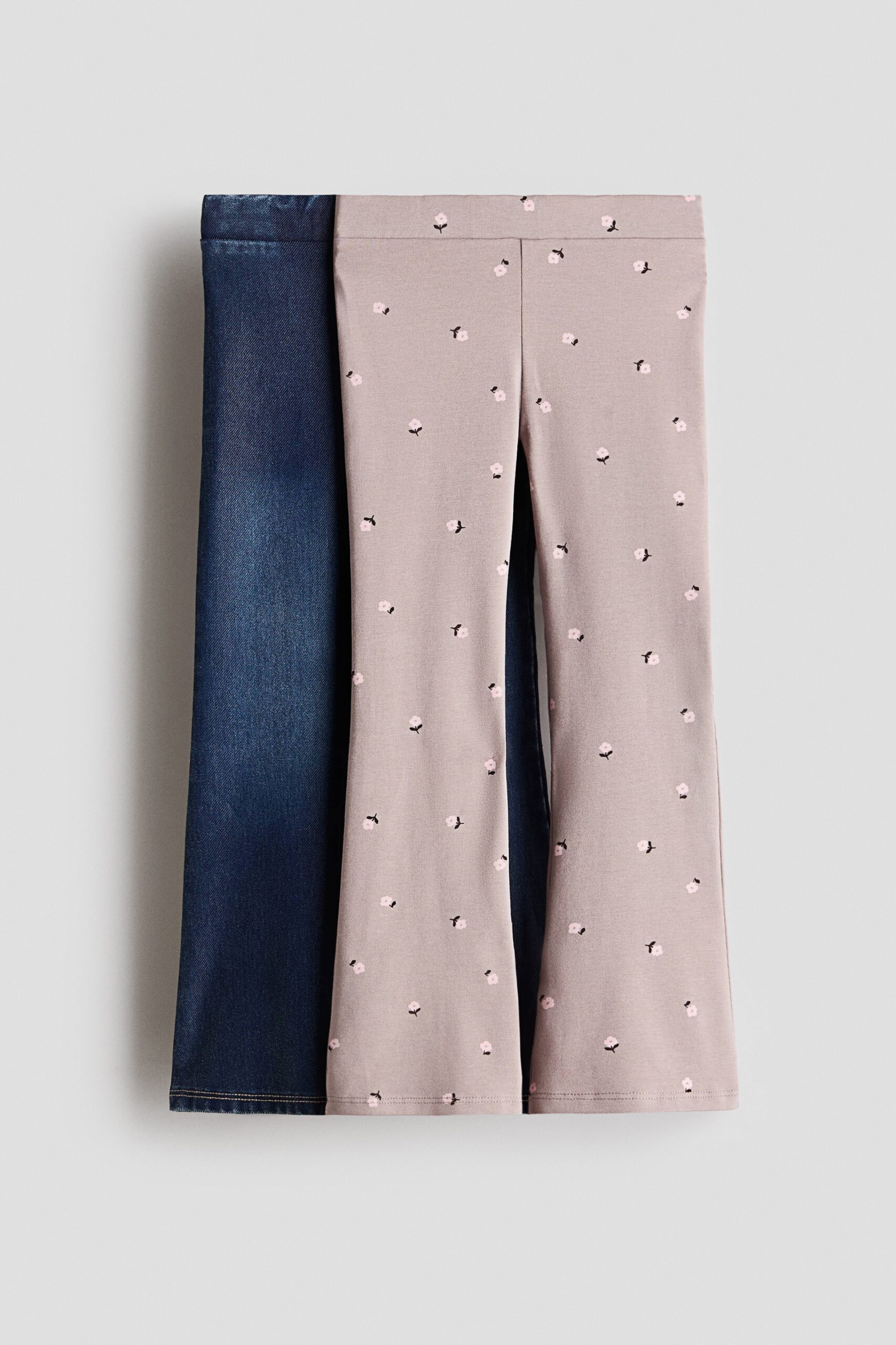H & M - Set van 2 jeggings - Denimblauw/Bloemen