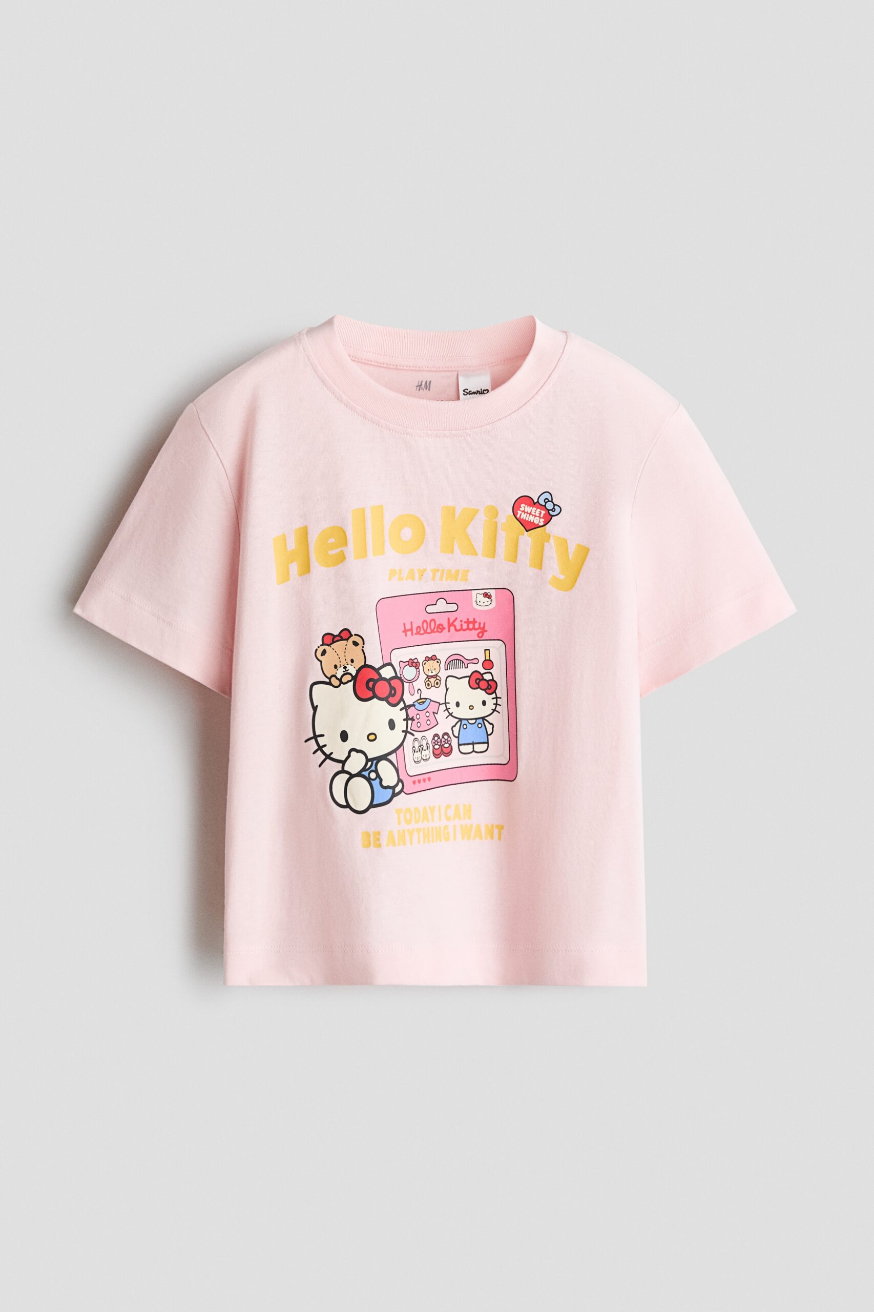 H & M - Katoenen T-shirt met geprint motief - Lichtroze/Hello Kitty