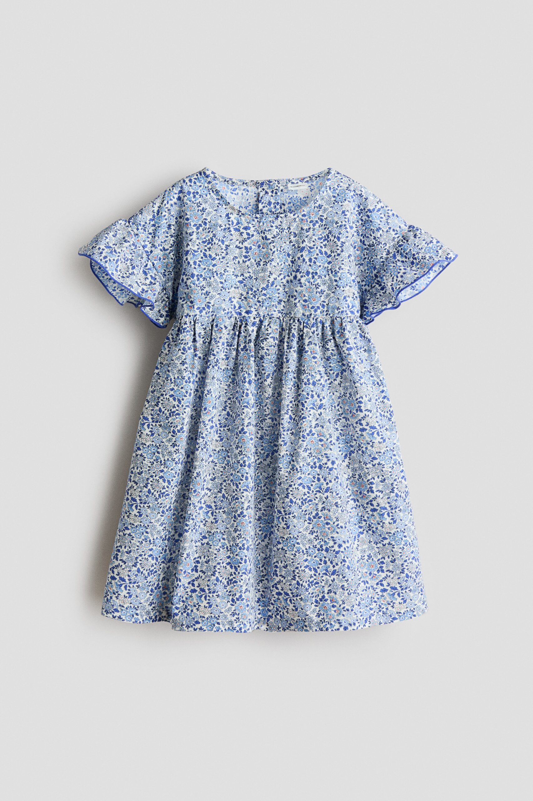 H & M - Katoenen jurk met print - Blauw/Bloemen