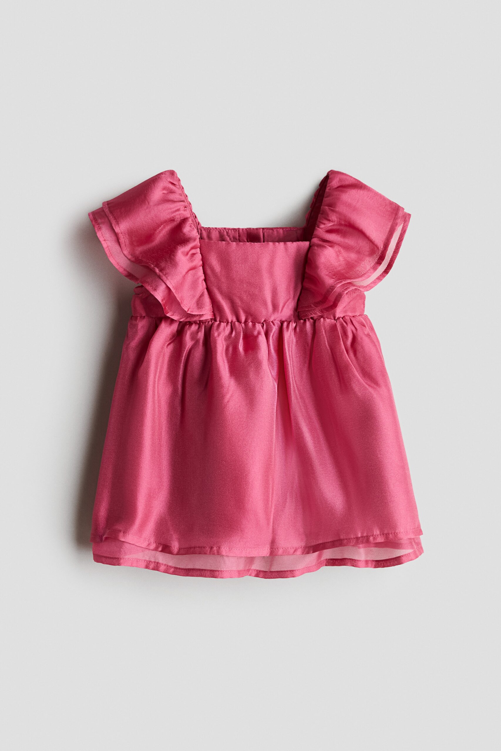 H & M - Satijnen jurk met volants - Frambozenroze