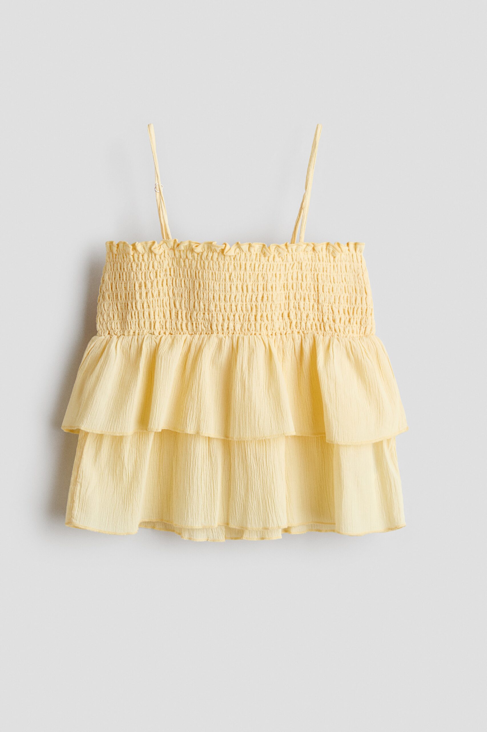 H & M - Katoenen top met volants - Lichtgeel