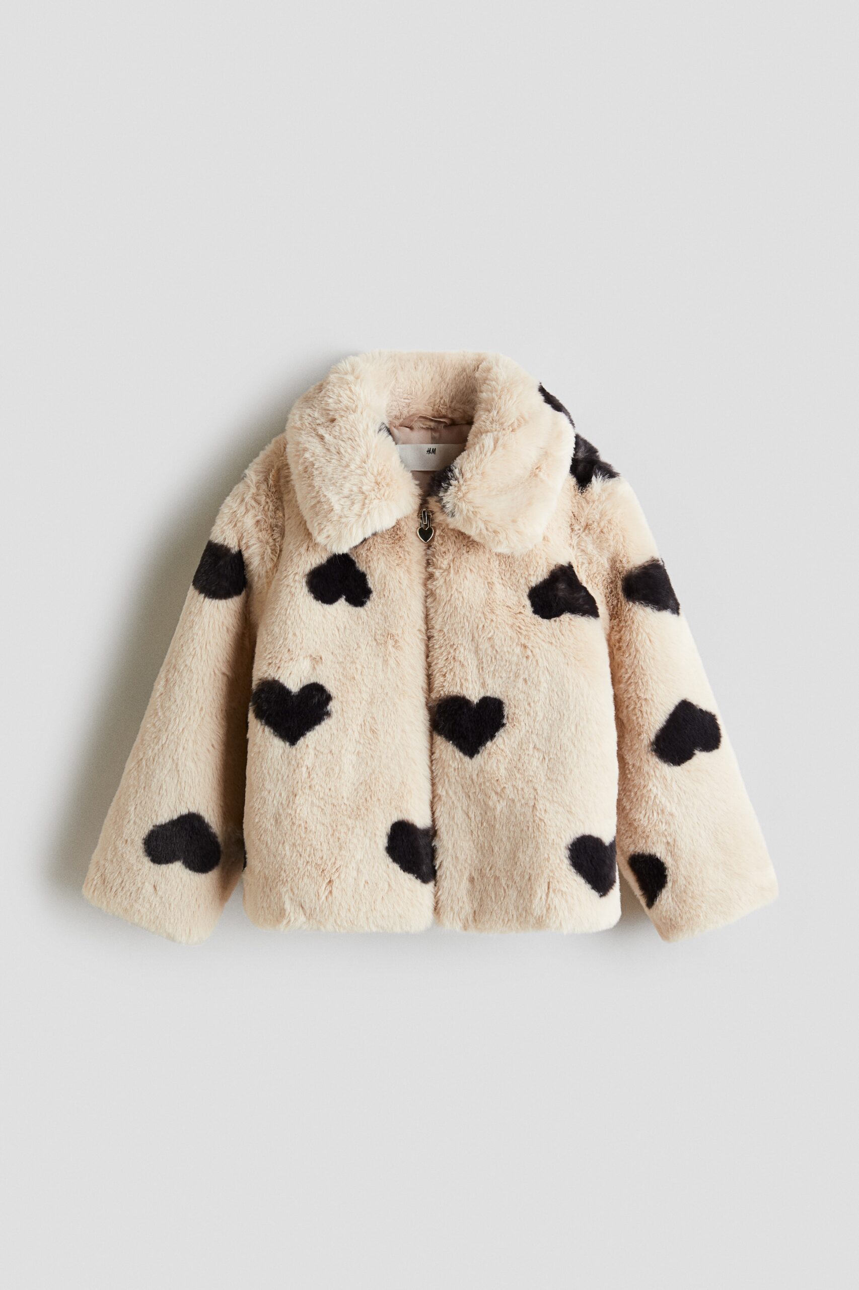 H & M - Fluffy jack - Lichtbeige/Hartjes