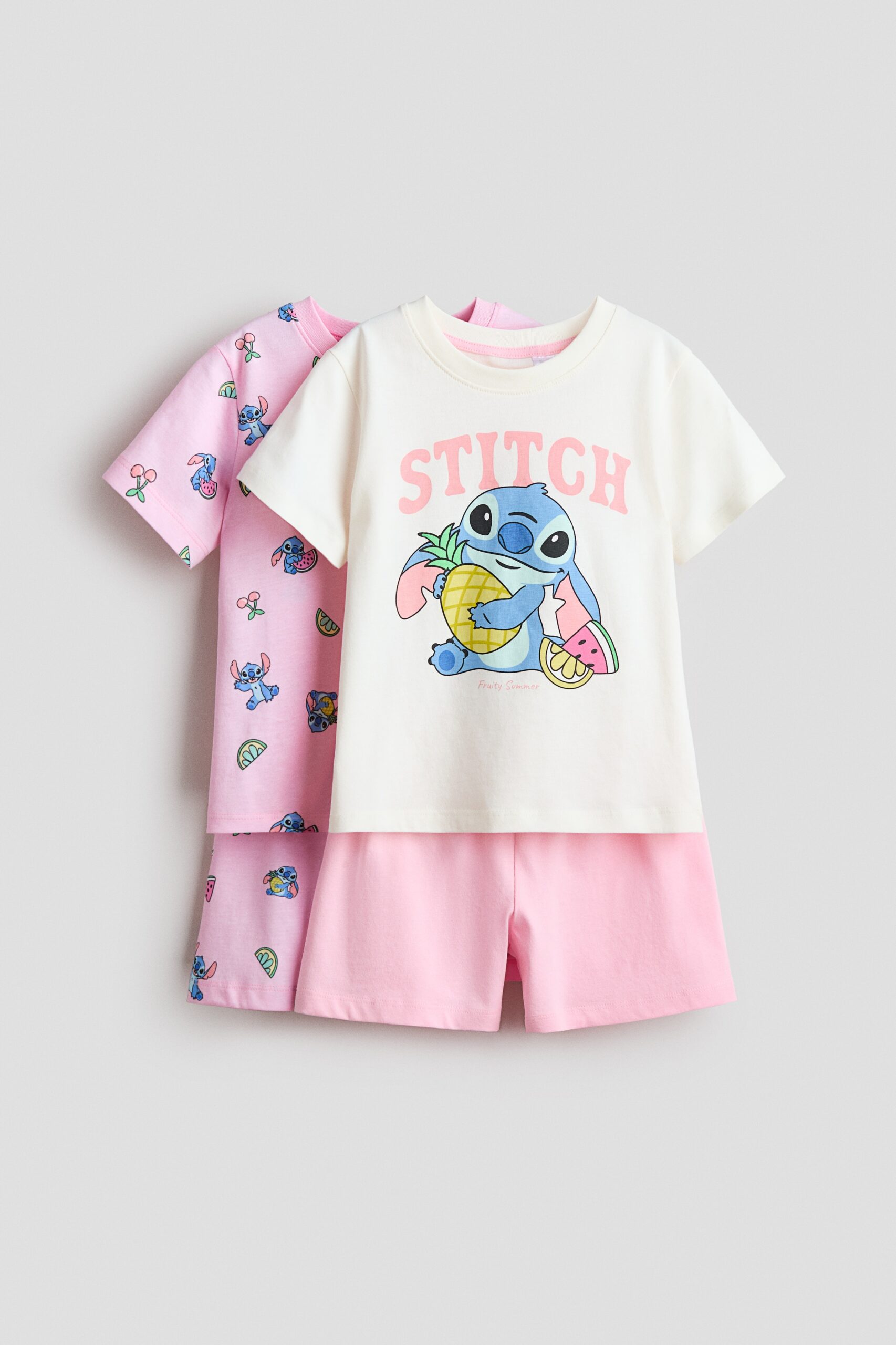 H & M - Set van 2 pyjama‘s met print - Lichtroze/Lilo & Stitch