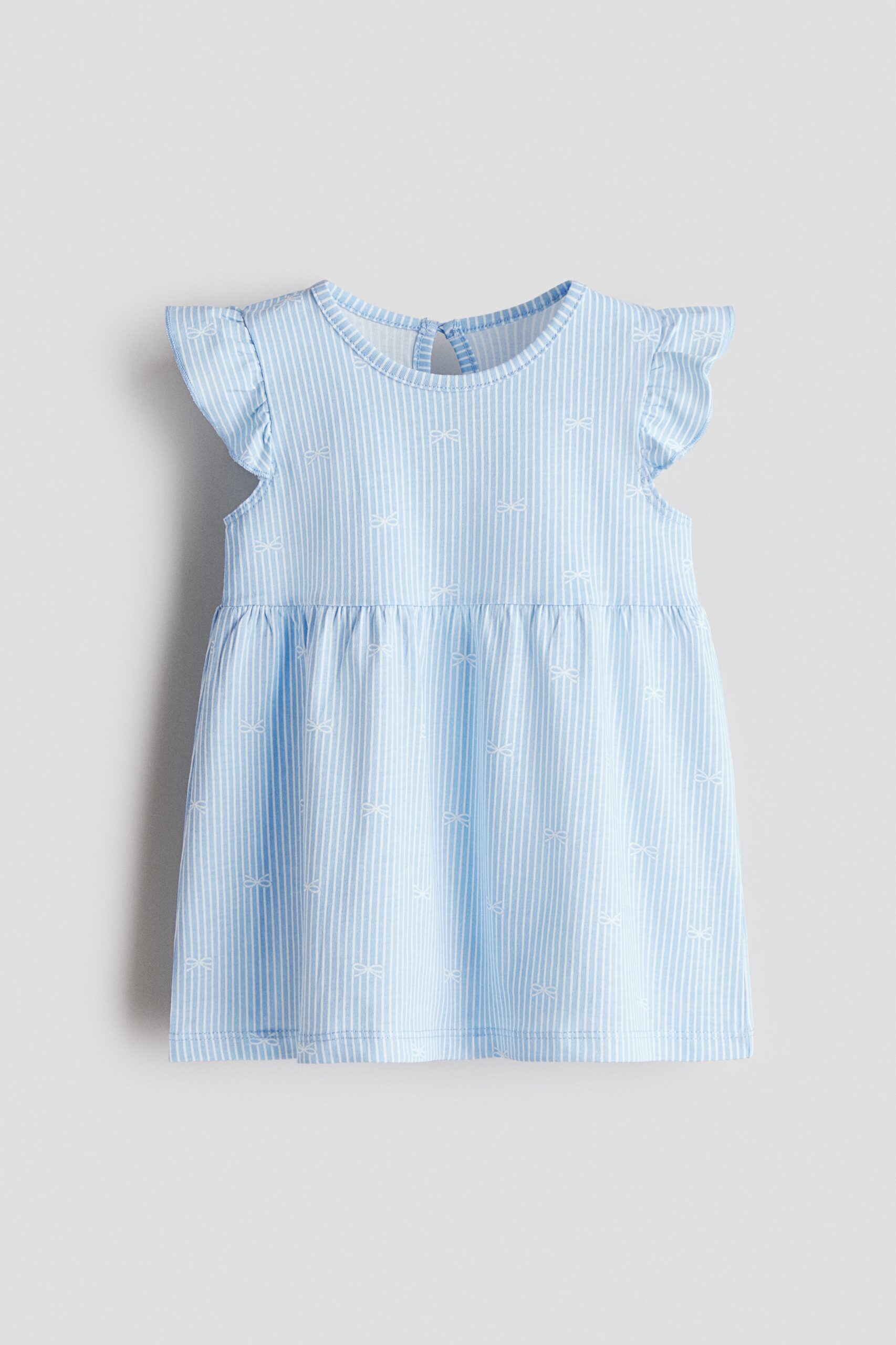 H & M - Katoenen jurk - Lichtblauw/Strikjes
