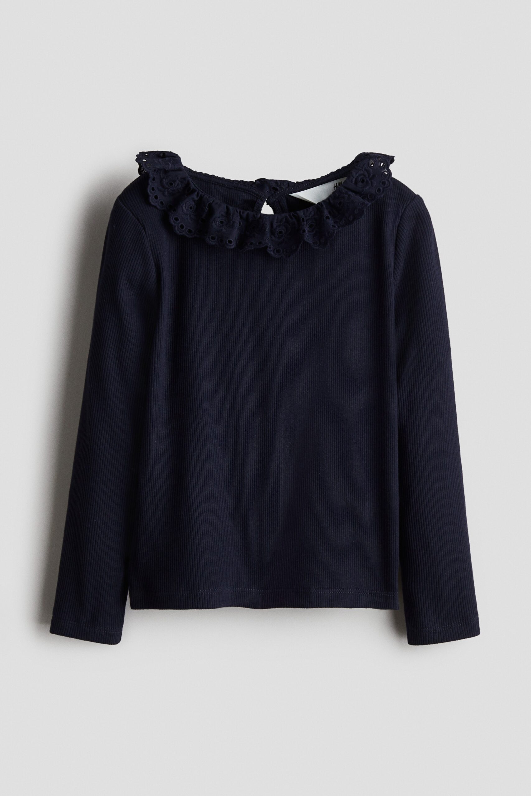 H & M - Top met volantkraag - Marineblauw