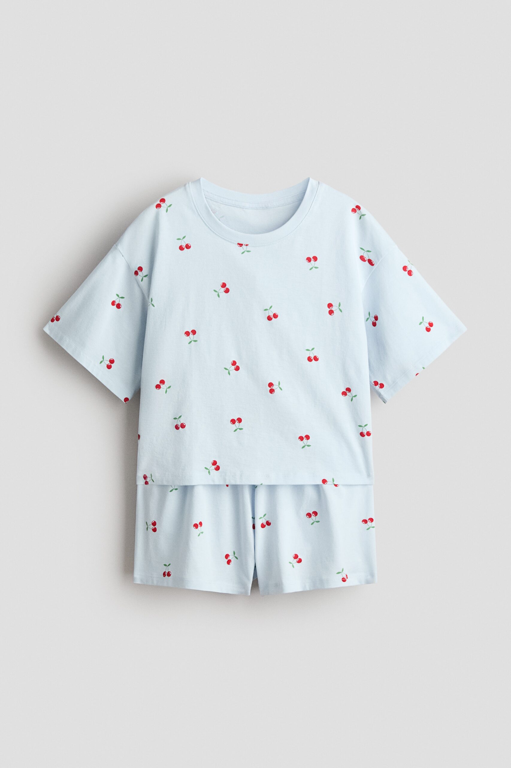 H & M - Katoenen pyjama - Lichtblauw/Kersen
