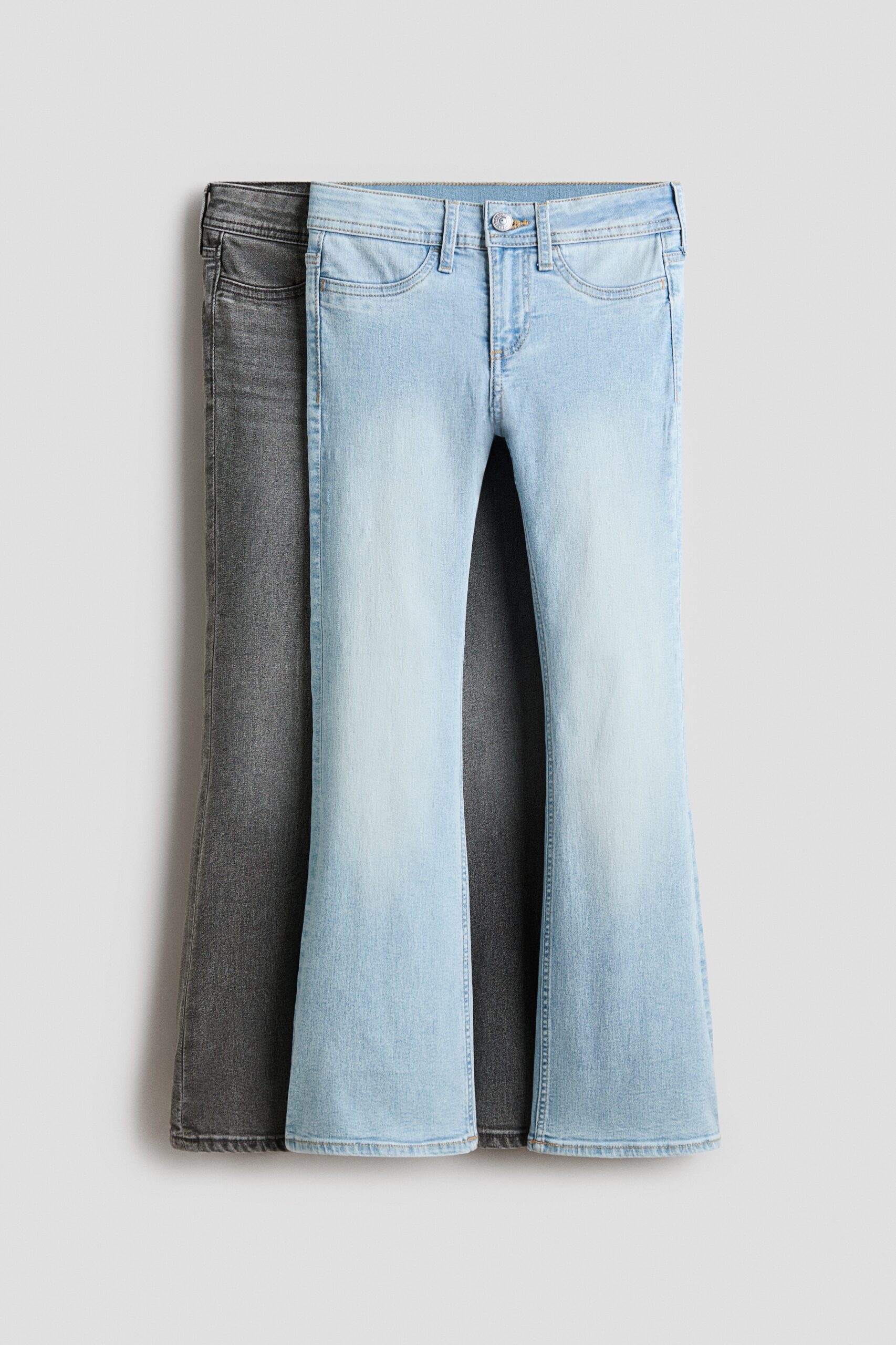 H & M - Set van 2 Flared Leg Low Jeans - Denimgrijs/Licht Denimblauw