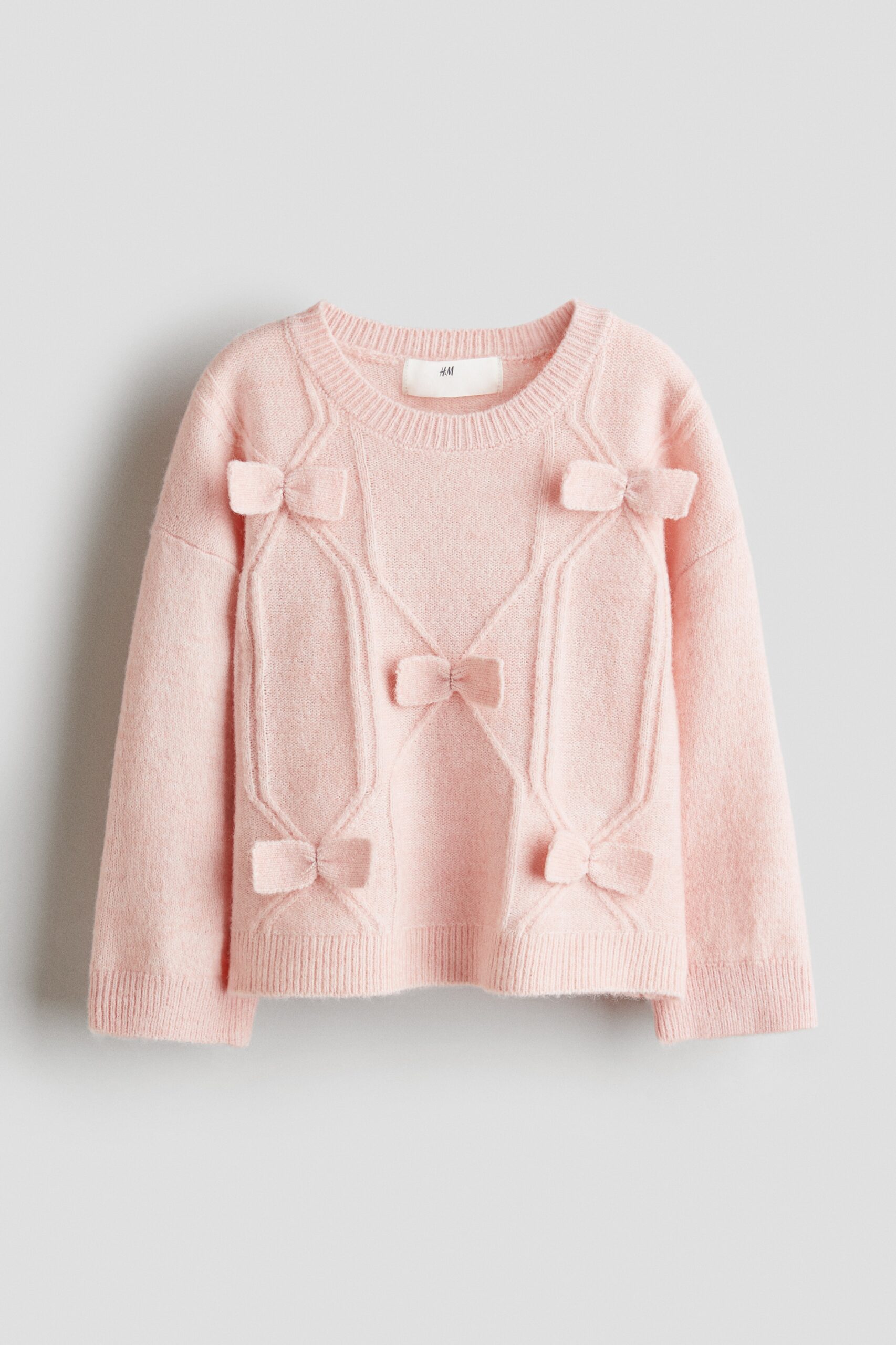 H & M - Gebreide trui met strikjes - Lichtroze