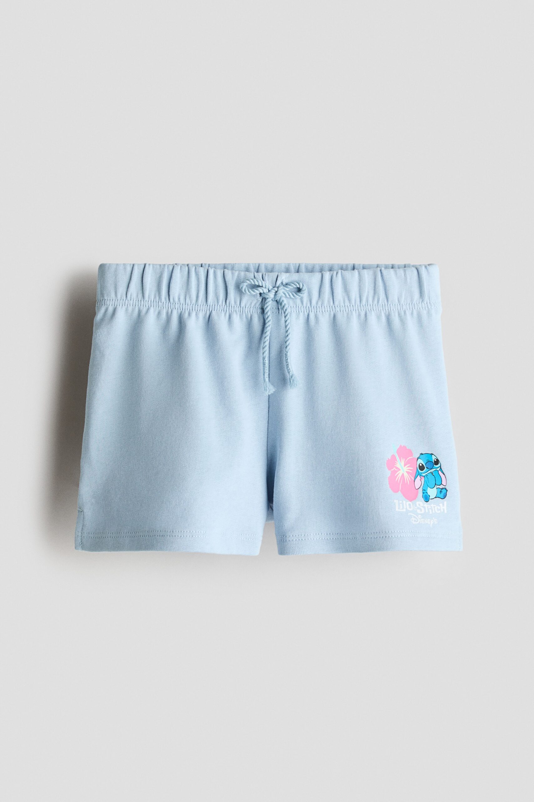 H & M - Katoenen sweatshort met geprint motief - Lichtblauw/Lilo & Stitch