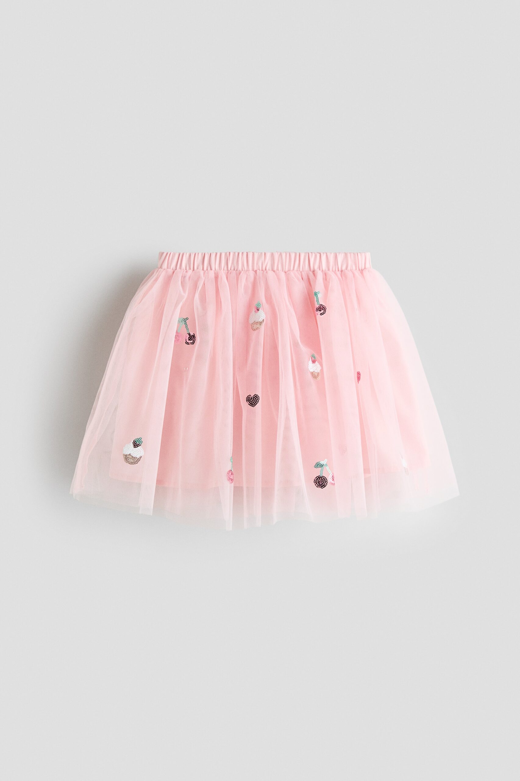 H & M - Tulen rok met pailletten - Lichtroze/Kersen