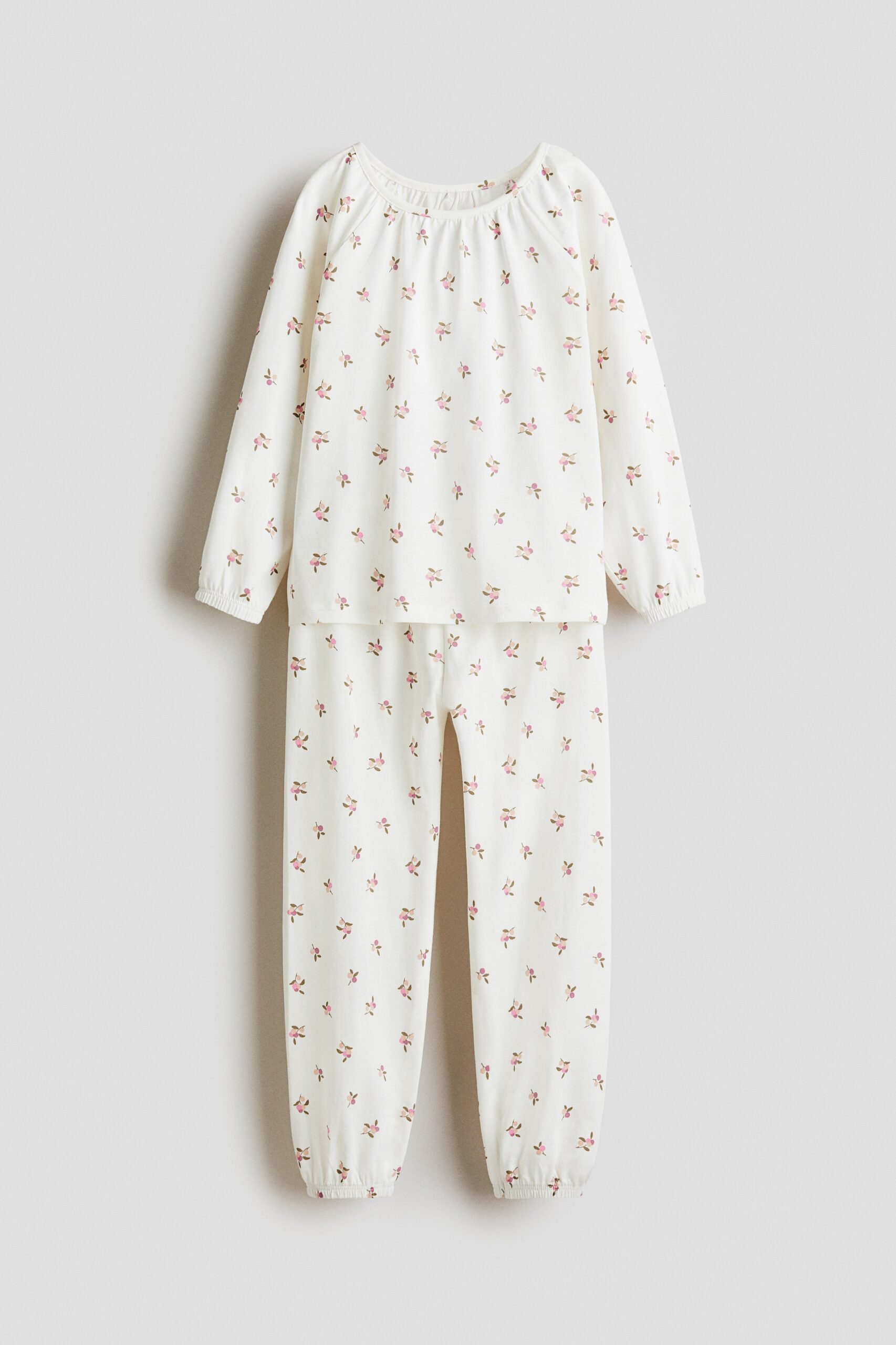 H & M - Katoenen pyjama met print - Roomwit/Bessen