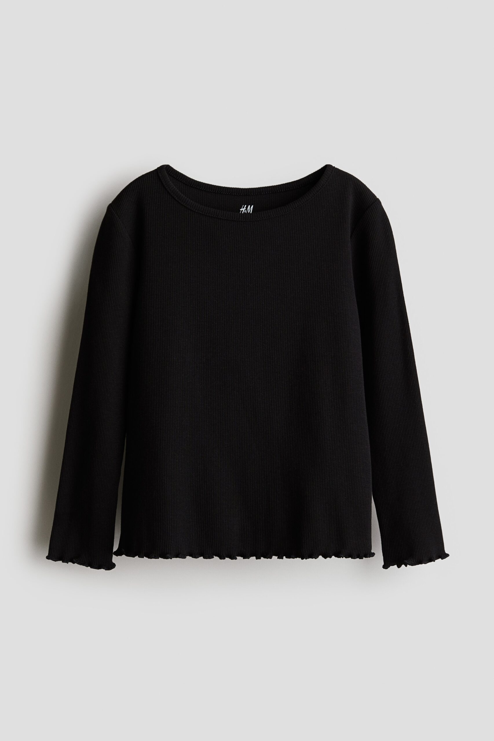 H & M - Tricot top met lange mouwen - Zwart