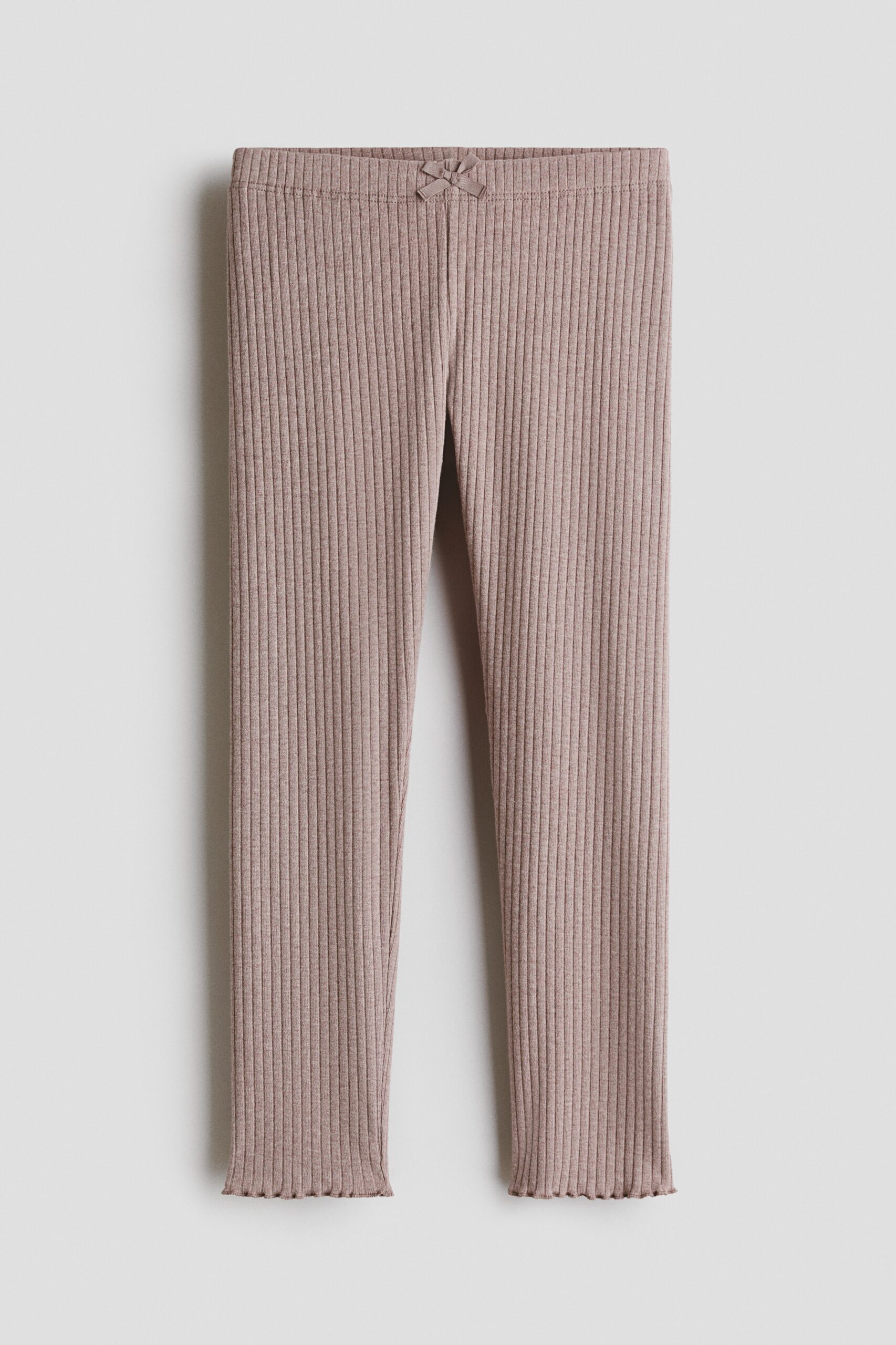 H & M - Geribde katoenen legging - Donkerbeige