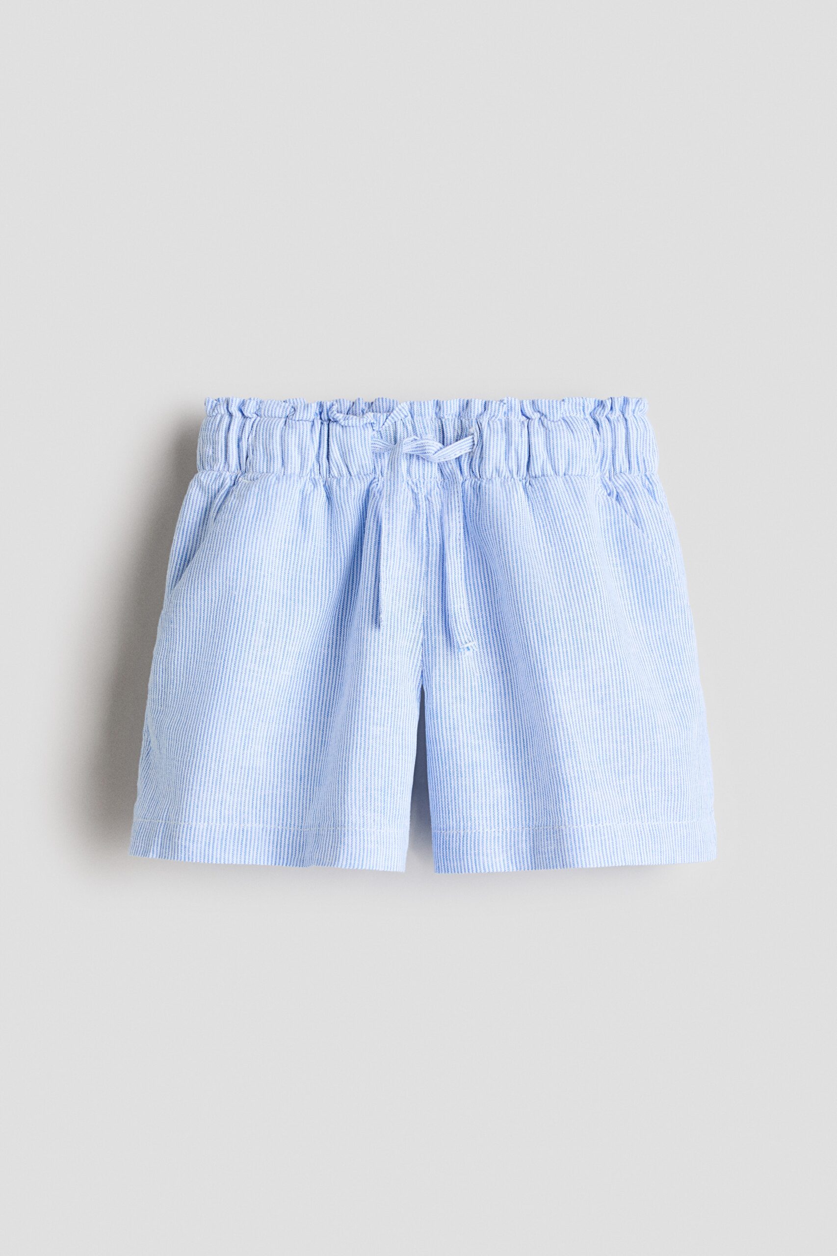 H & M - Short van linnenmix - Blauw/Gestreept