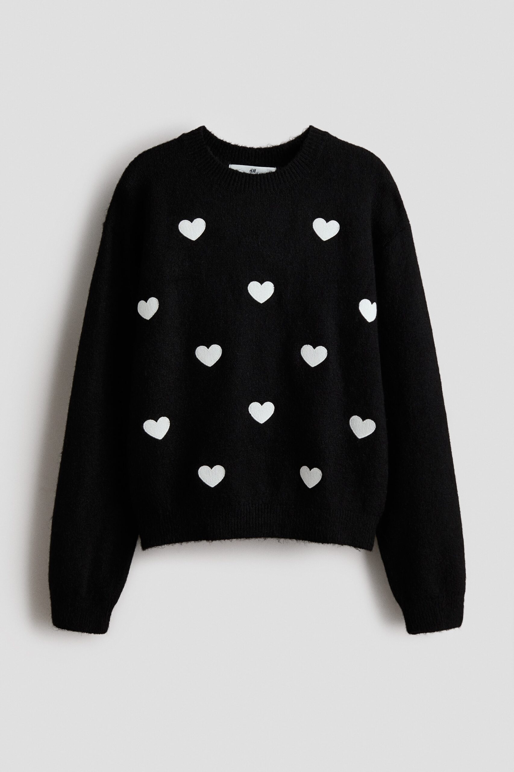H & M - Gebreide trui - Zwart/Hartjes