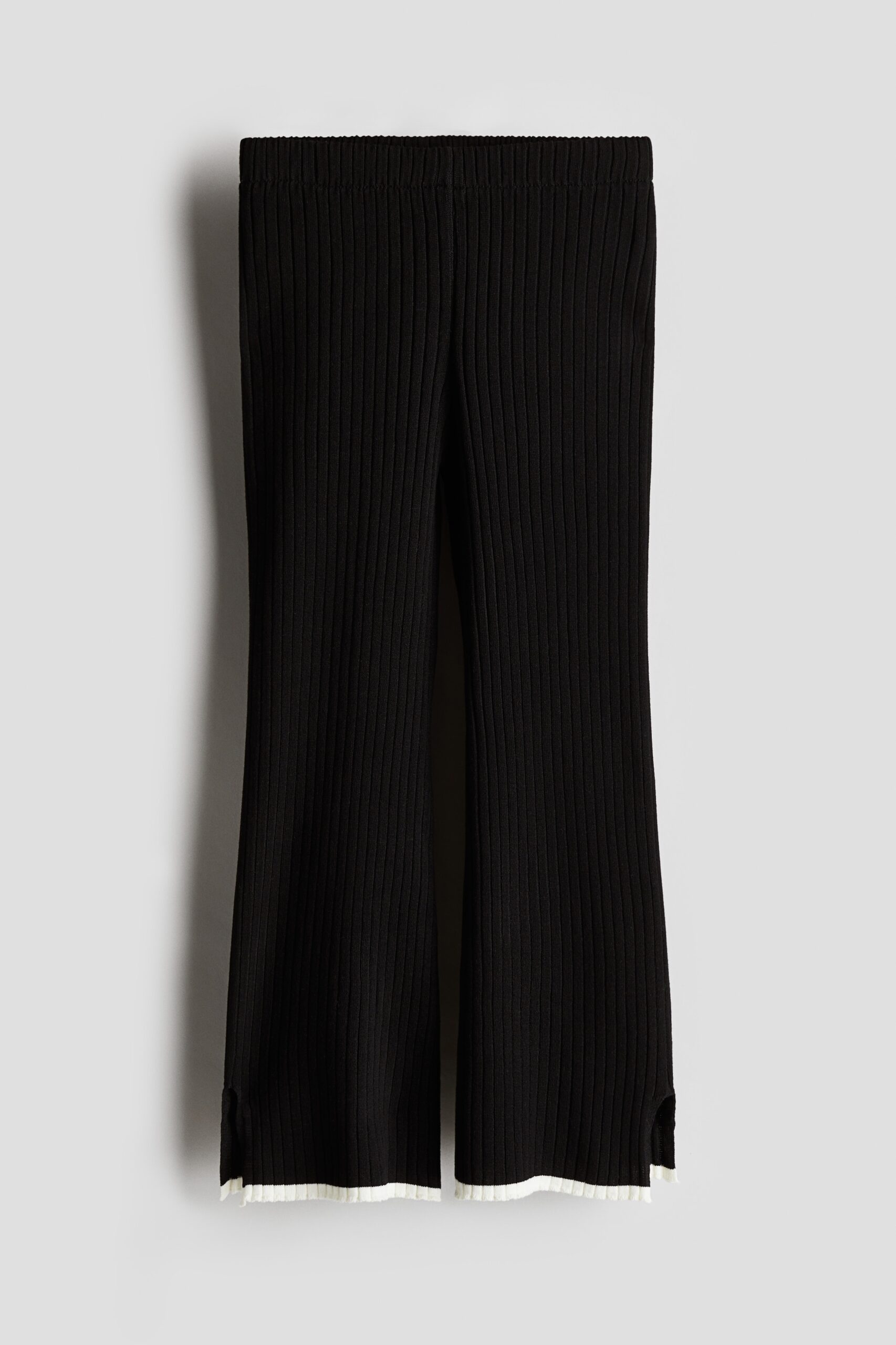 H & M - Ribgebreide flared broek - Zwart