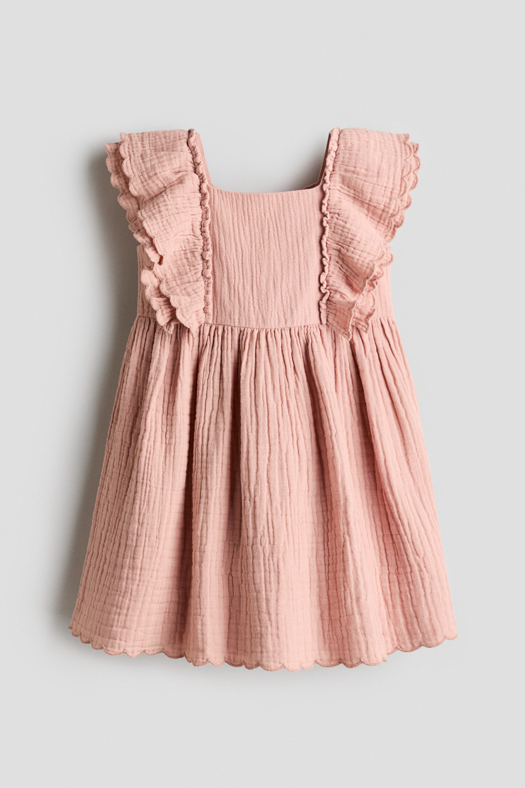 H & M - Jurk met golvende randen - Dusty Lichtroze