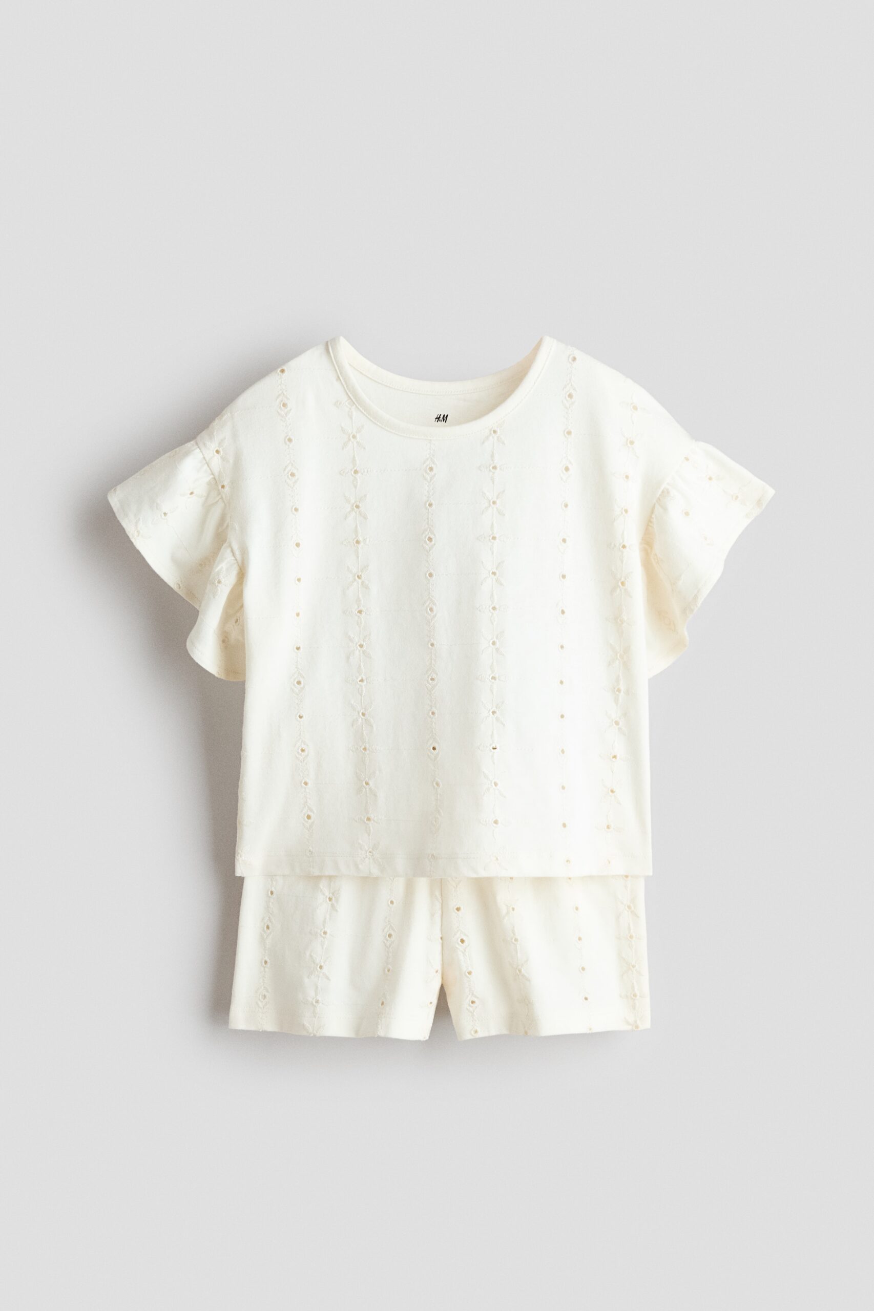 H & M - Tweedelige set met broderie anglaise - Roomwit