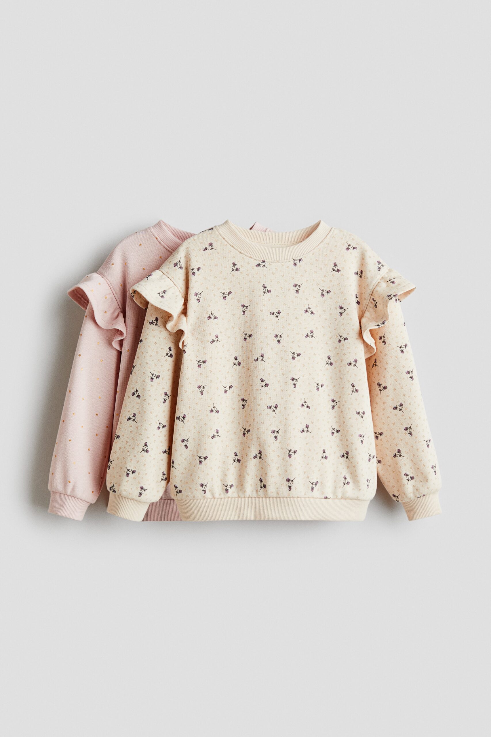 H & M - Set van 2 sweaters met volants - Lichtroze/Bloemen