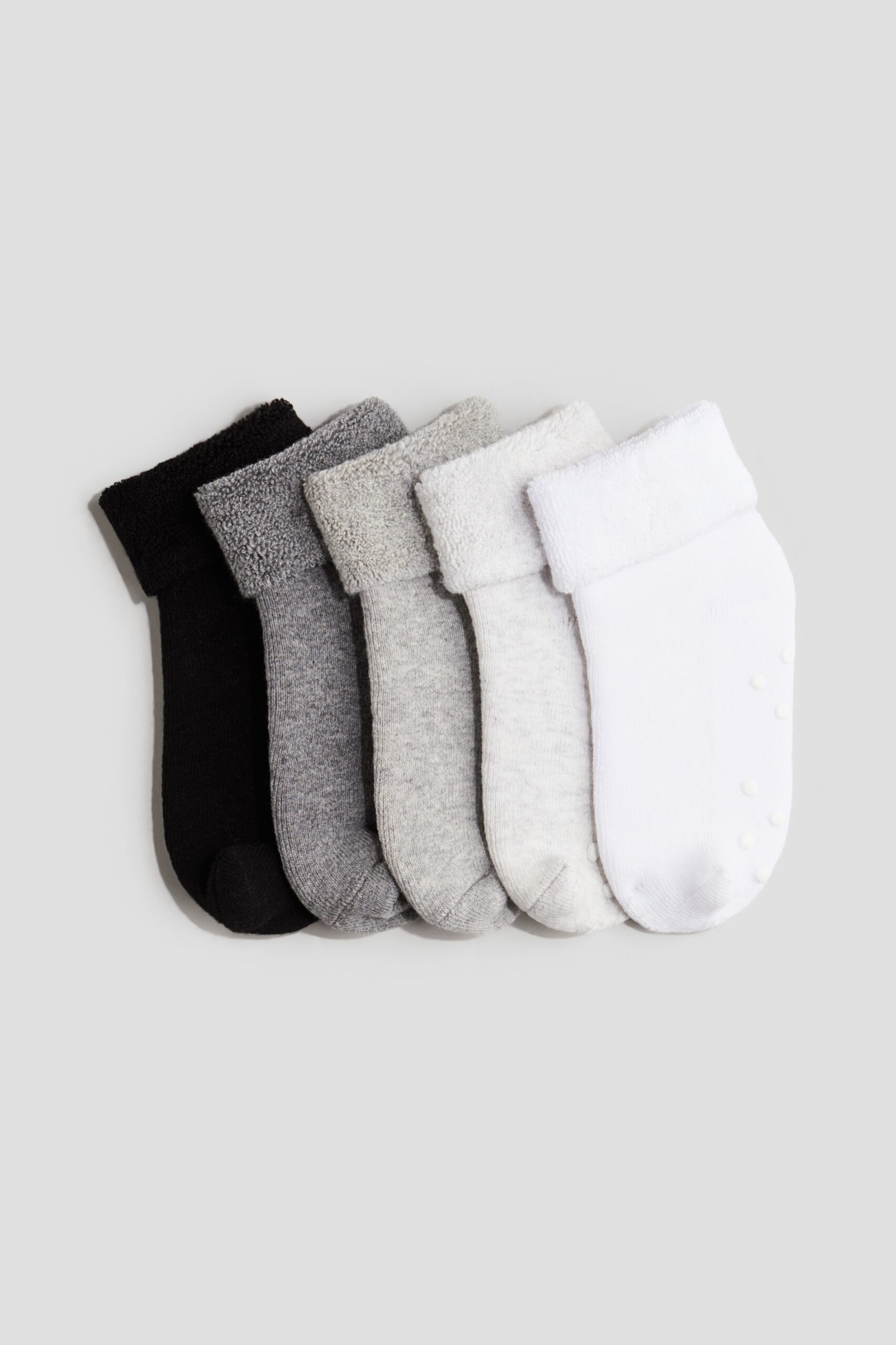 H & M - 5 paar antislipsokken van badstof - Grijs/Zwart