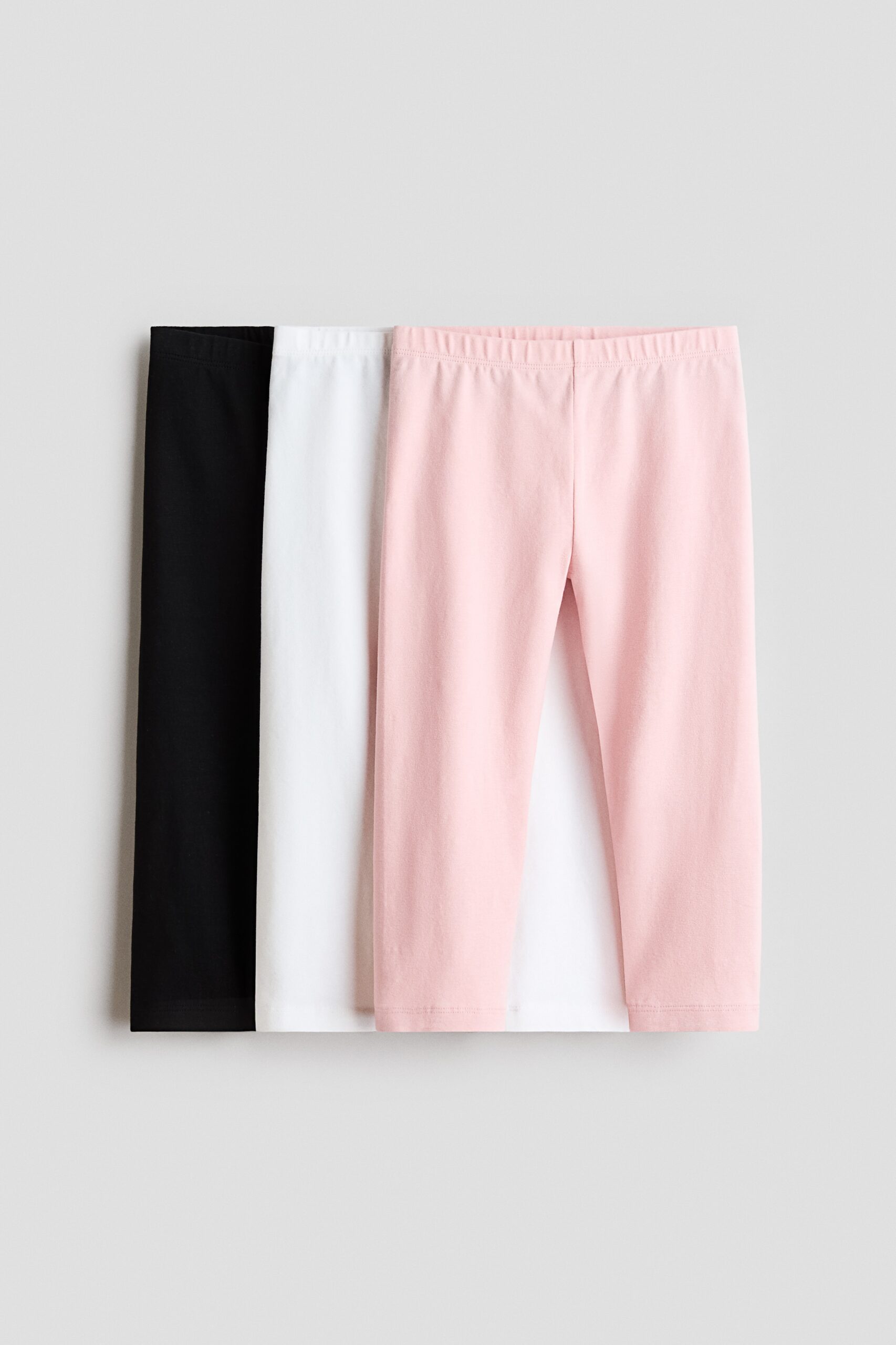 H & M - Set van 3 katoenen leggings - Lichtroze/Wit/Zwart