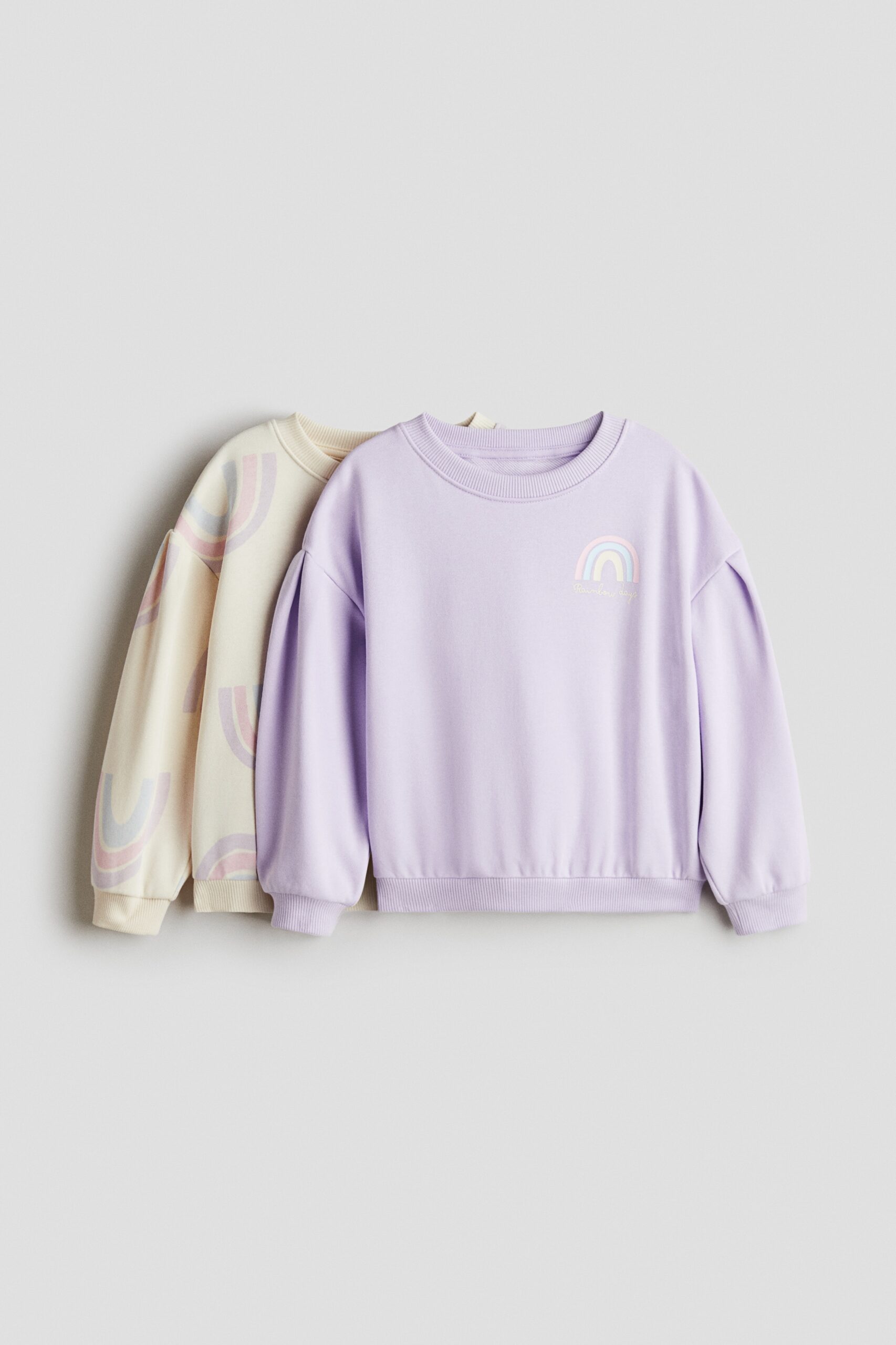 H & M - Set van 2 sweaters met pofmouwen - Lichtpaars/Regenbogen