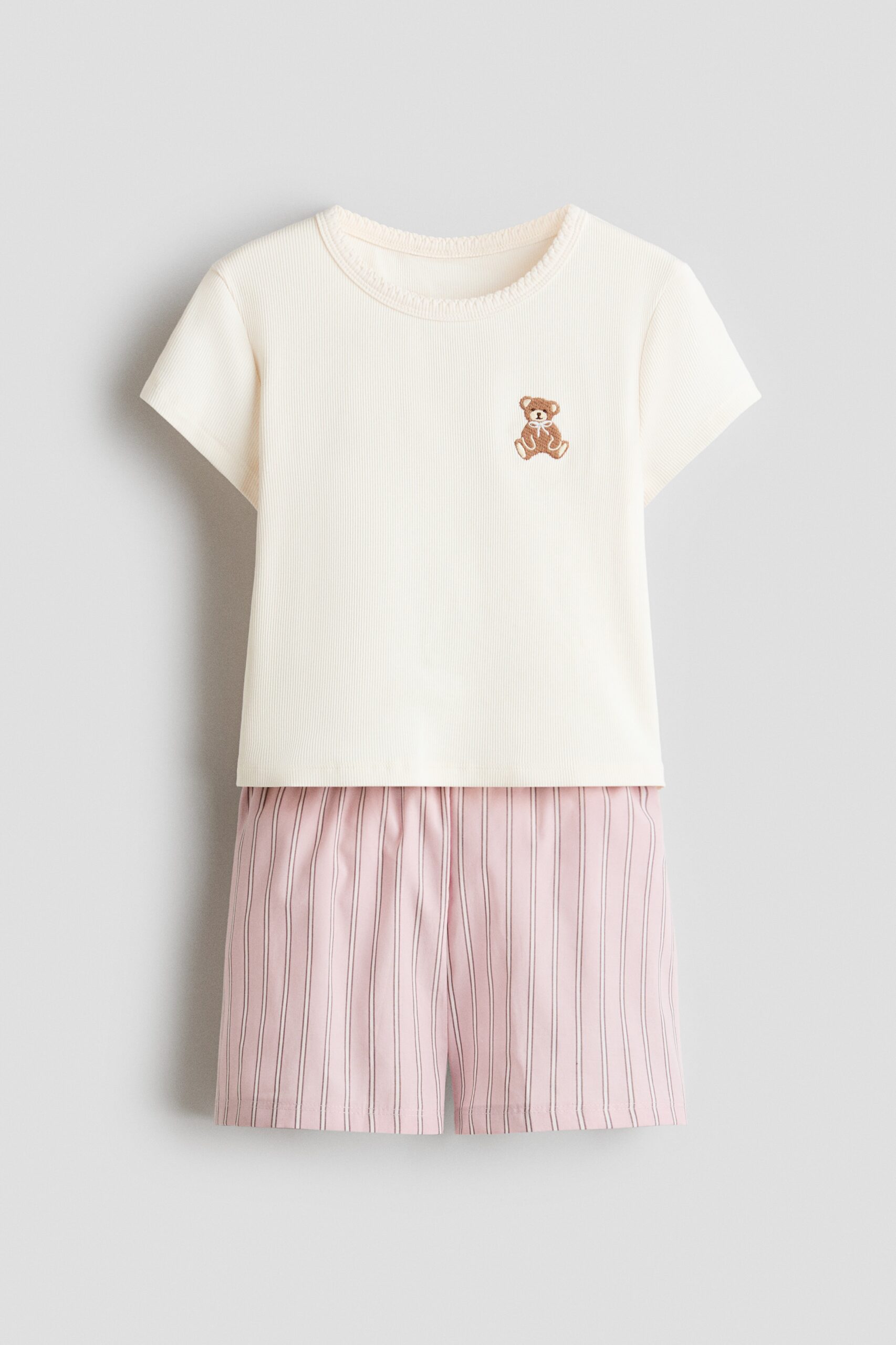 H & M - Katoenen pyjama - Lichtbeige/Teddybeer