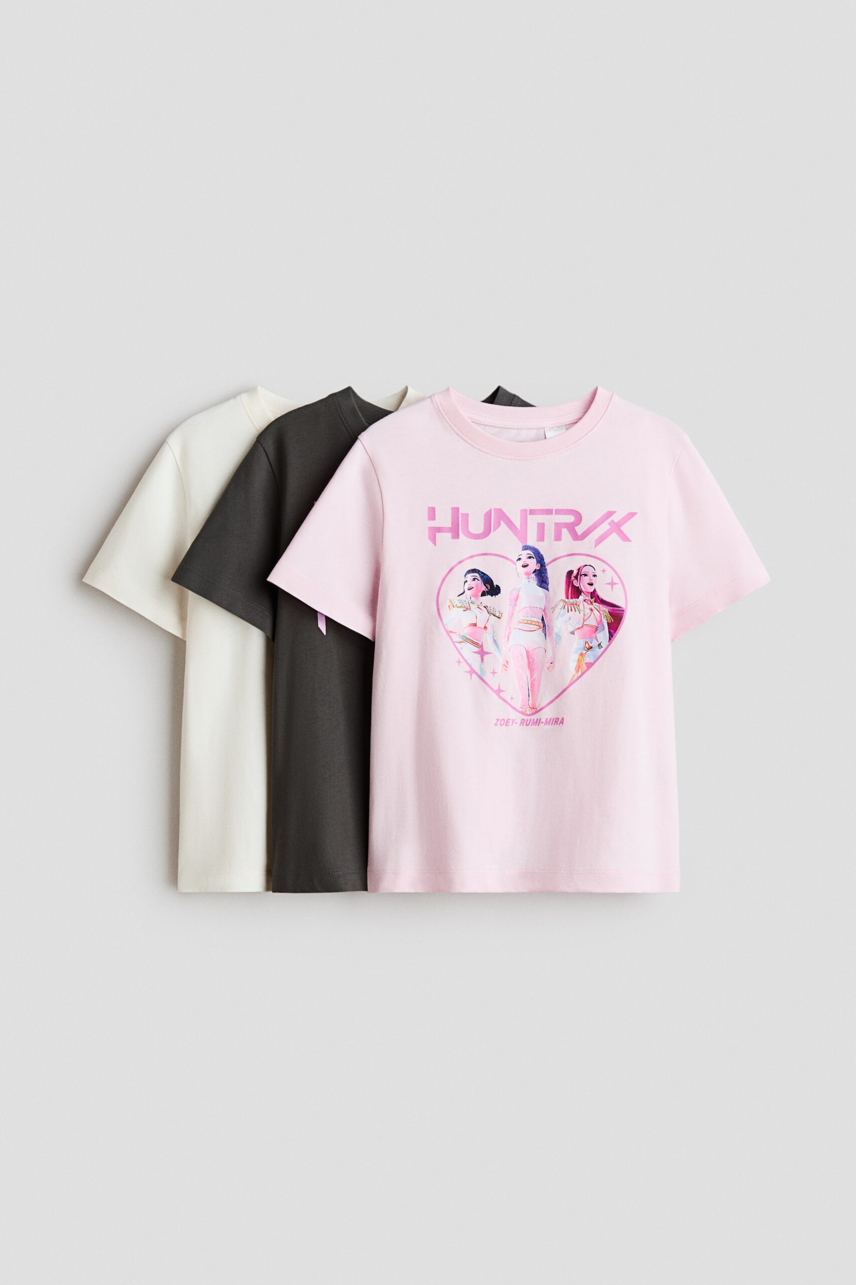 H & M - Set van 3 T-shirts met print - Lichtroze/Kpop Demon Hunters