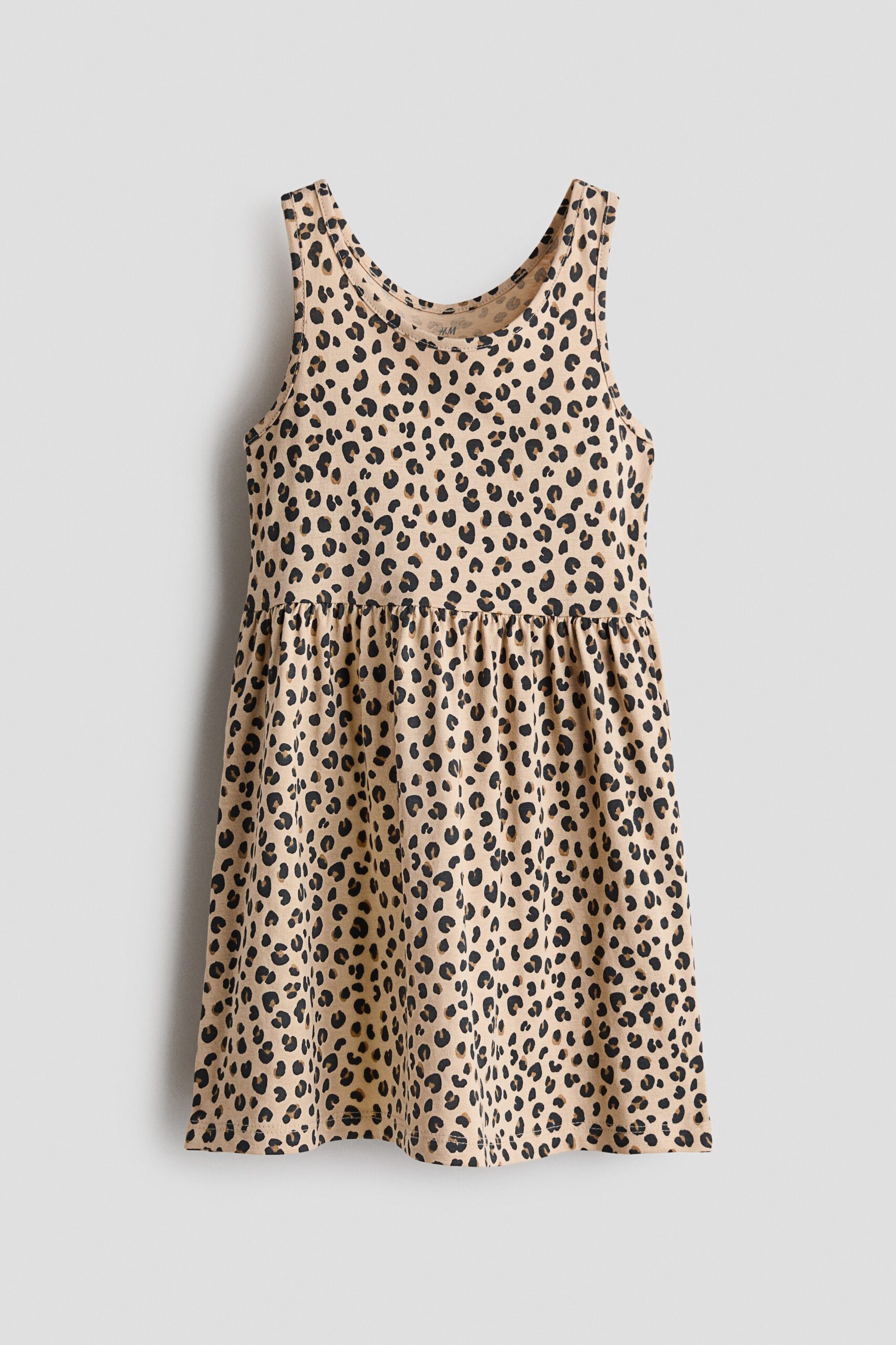 H & M - Katoenen jurk met dessin - Beige/Luipaarddessin