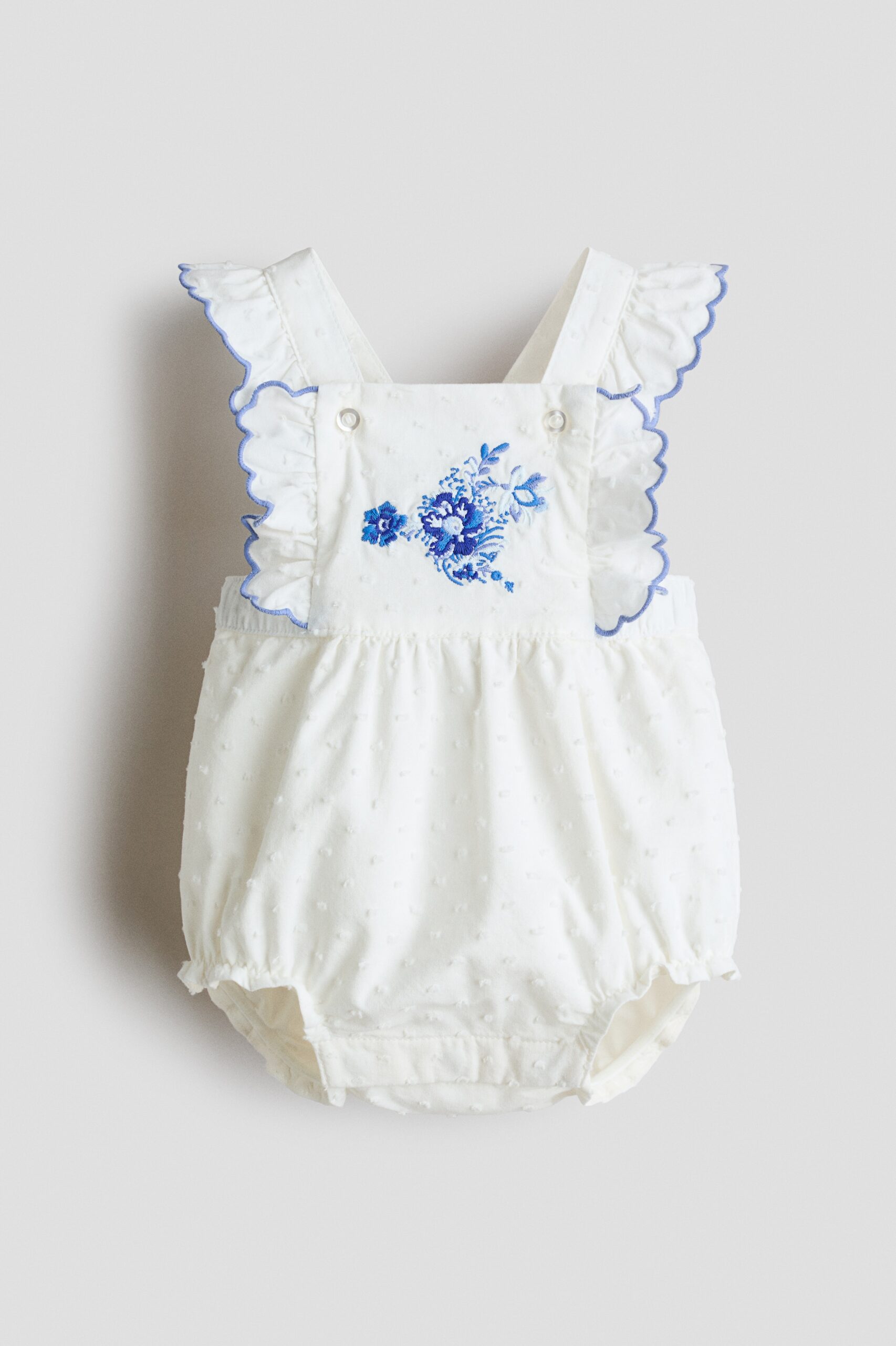H & M - Katoenen boxpakje met volants - Wit/Bloemen
