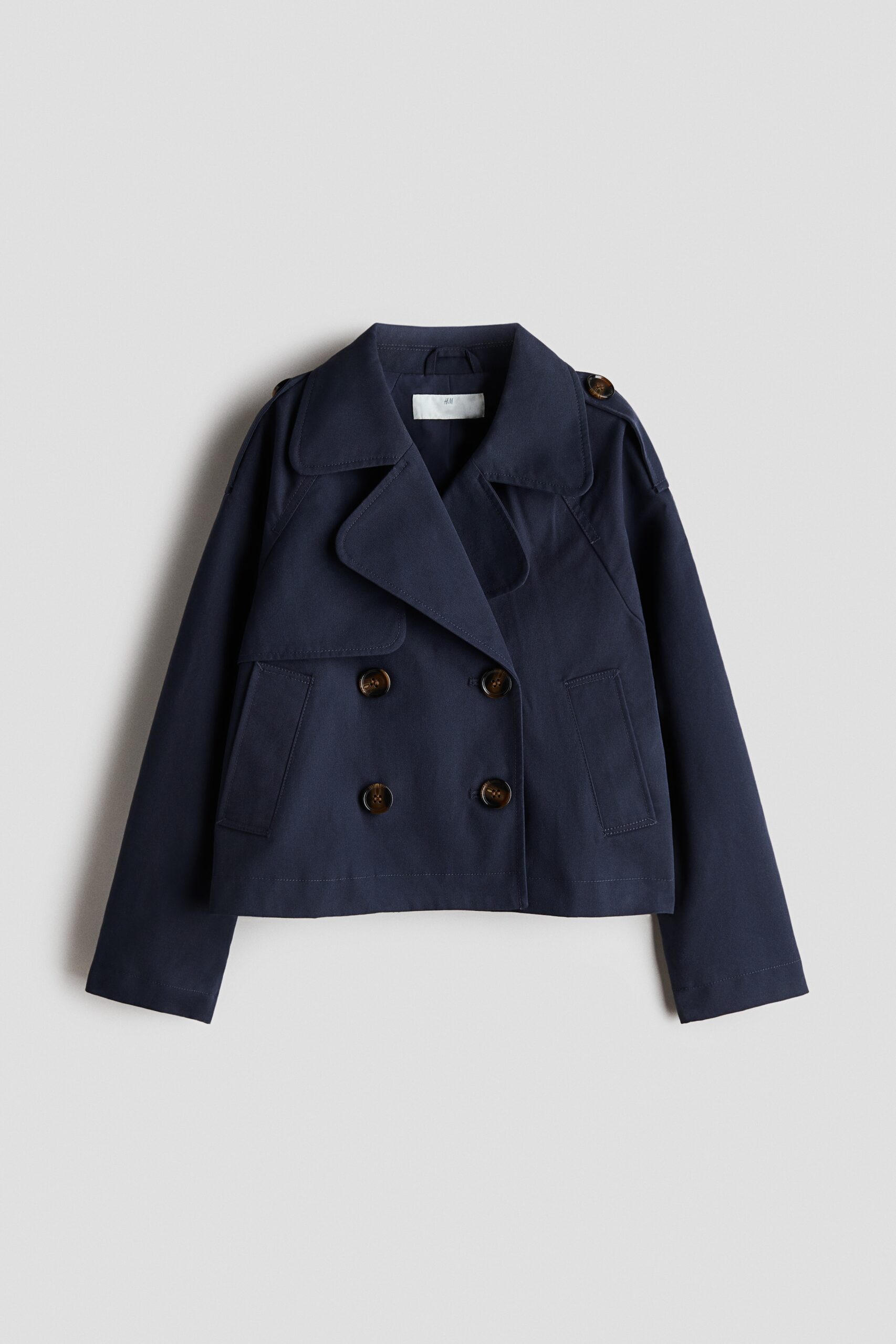 H & M - Korte trenchcoat van twill - Marineblauw