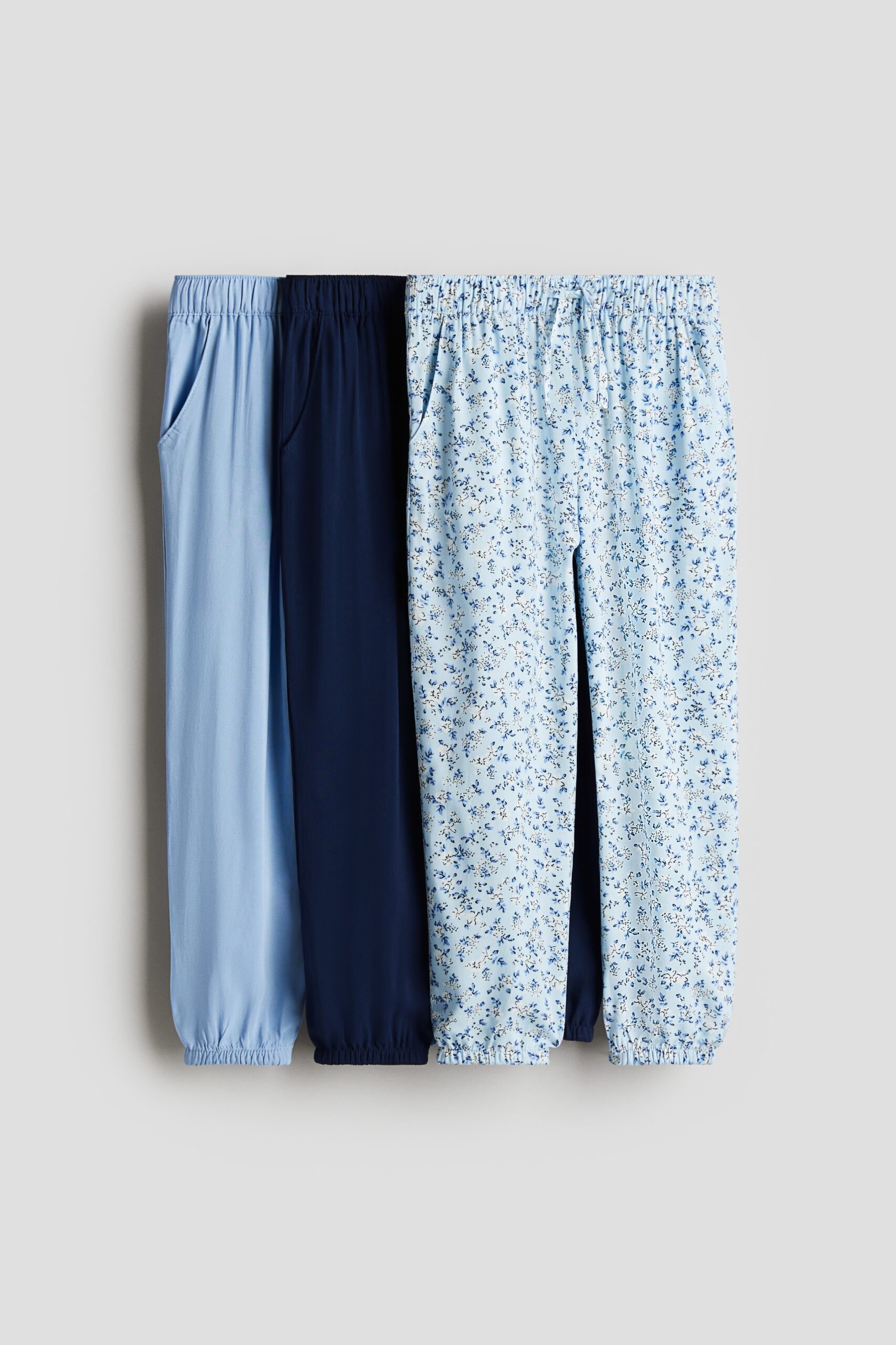 H & M - Set van 3 joggers - Lichtblauw/Bloemen