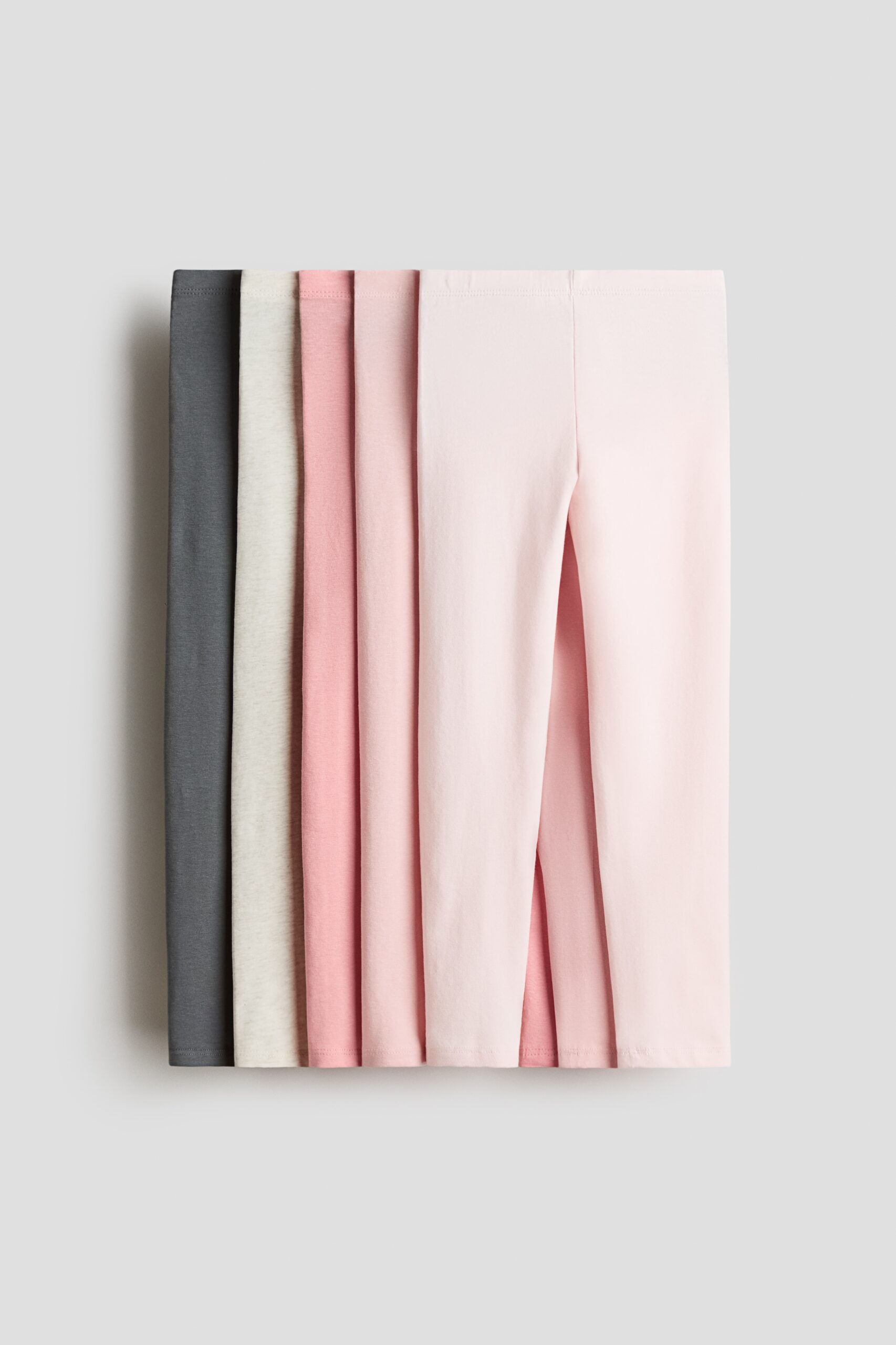 H & M - Set van 5 tricot leggings - Grijs/Roze
