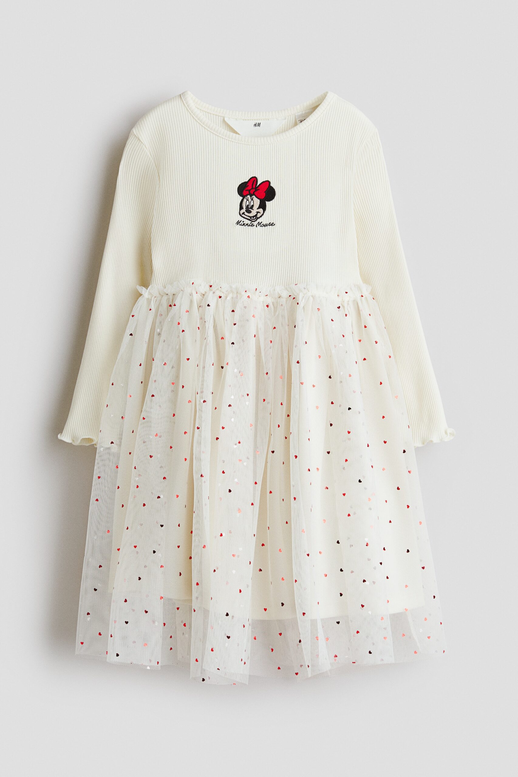 H & M - Tulen jurk met motief - Wit/Minnie Mouse