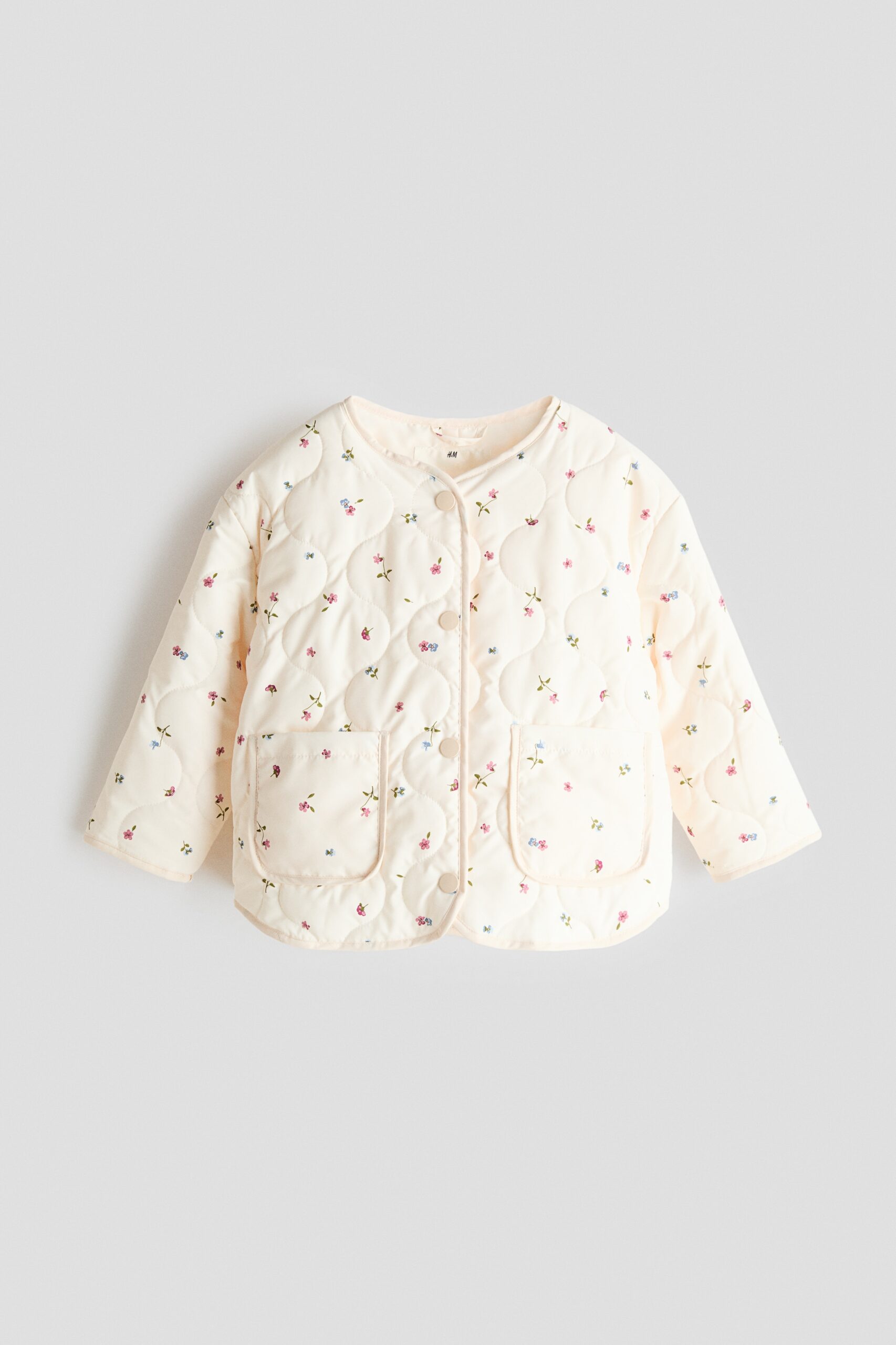 H & M - Doorgestikt jack - Roomwit/Bloemen