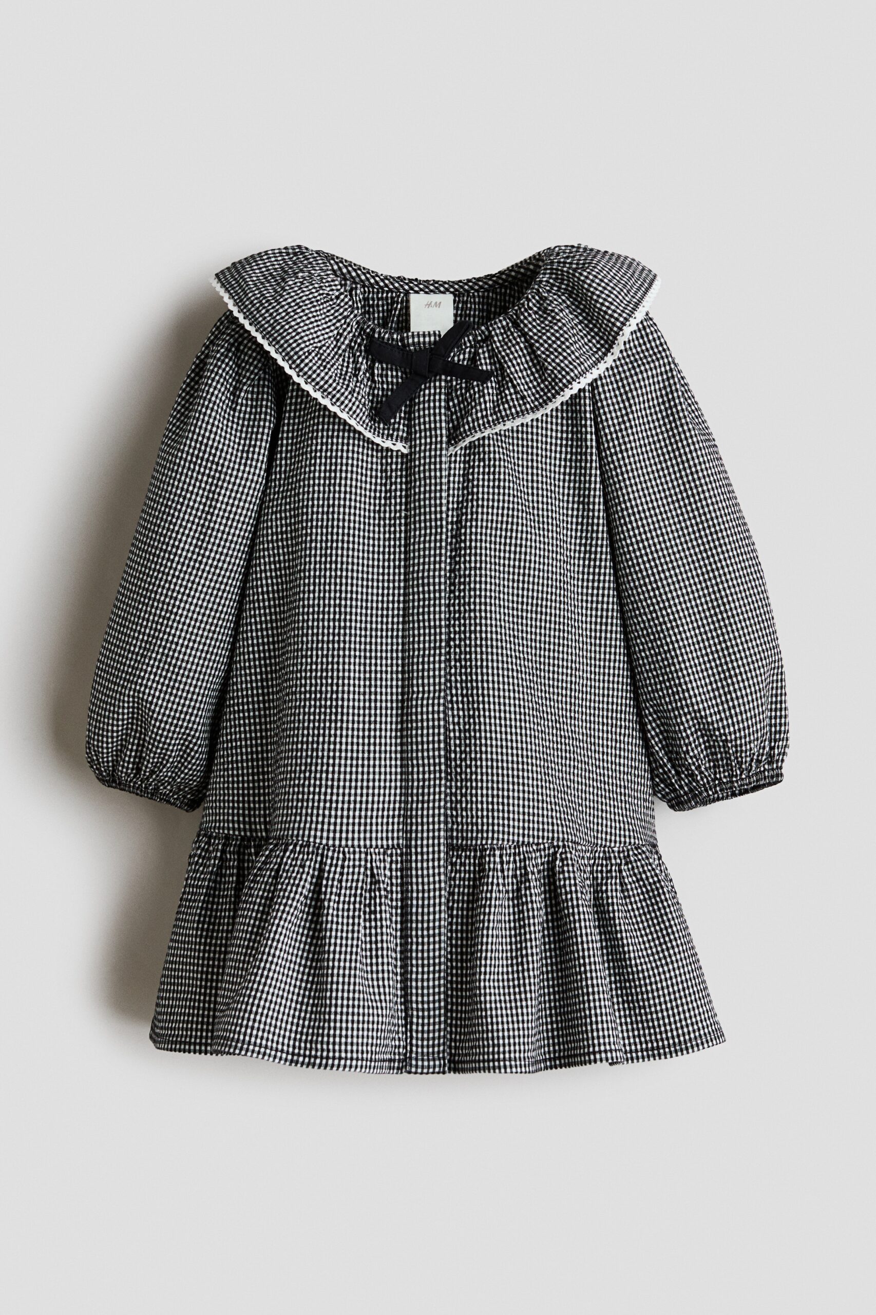 H & M - Jurk met kraag - Zwart/Geruit
