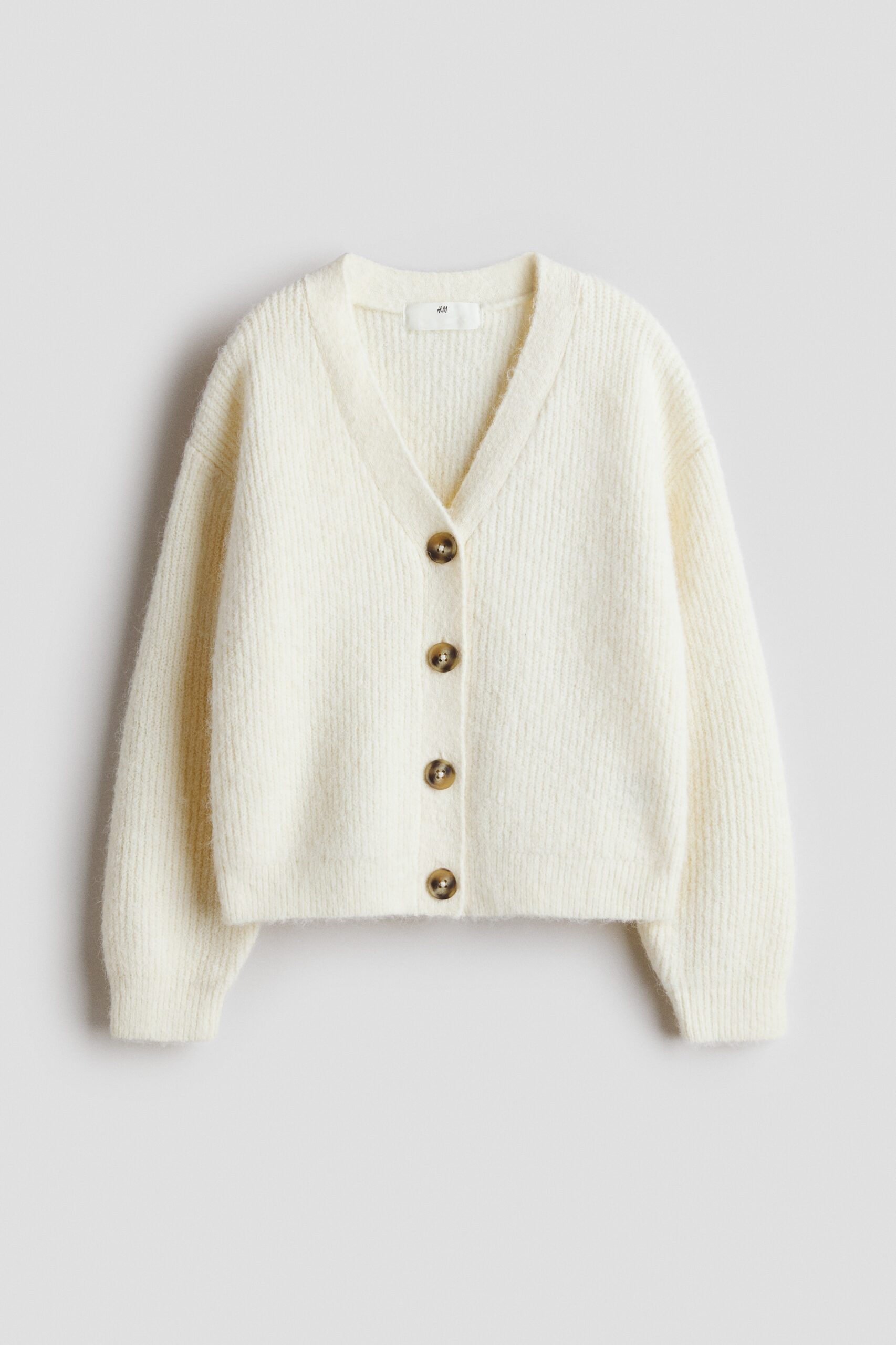 H & M - Ribgebreid vest - Roomwit