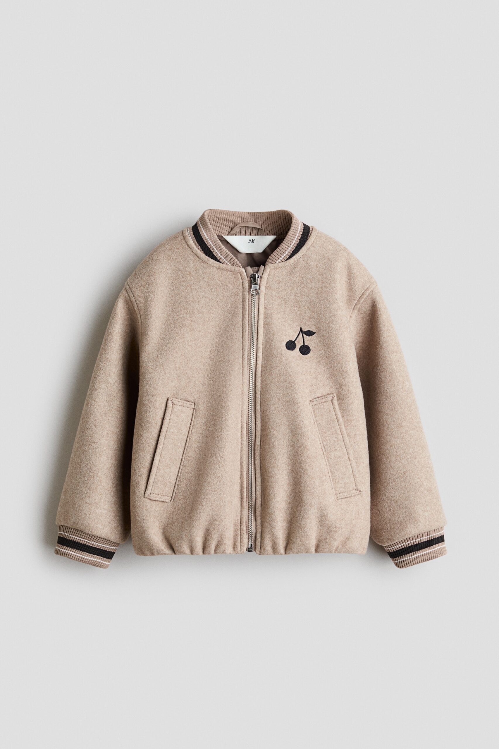 H & M - Gevilt baseballjack - Lichttaupe/Kersen
