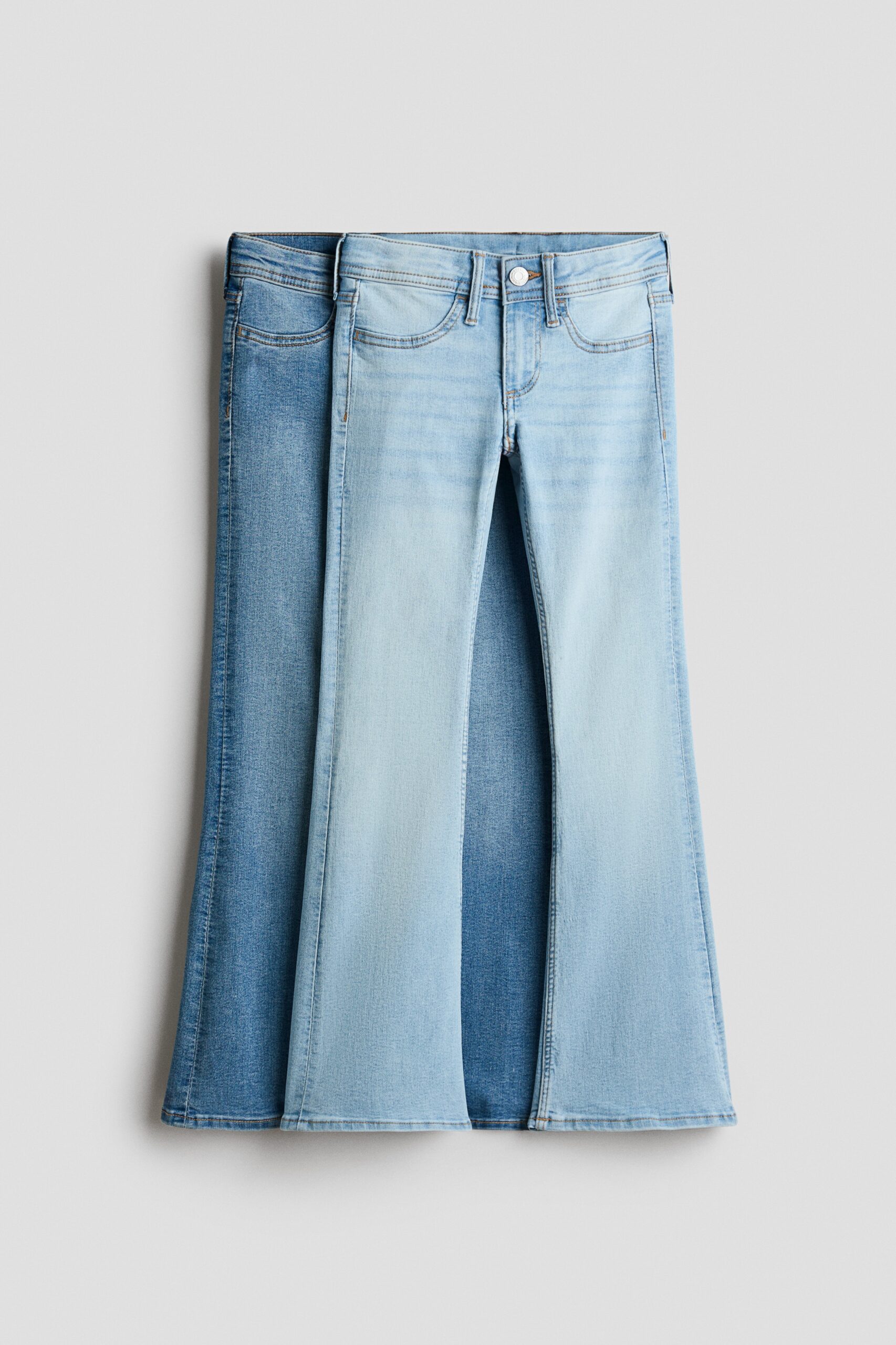 H & M - Set van 2 Flared Leg Low Jeans - Licht Denimblauw/Denimblauw