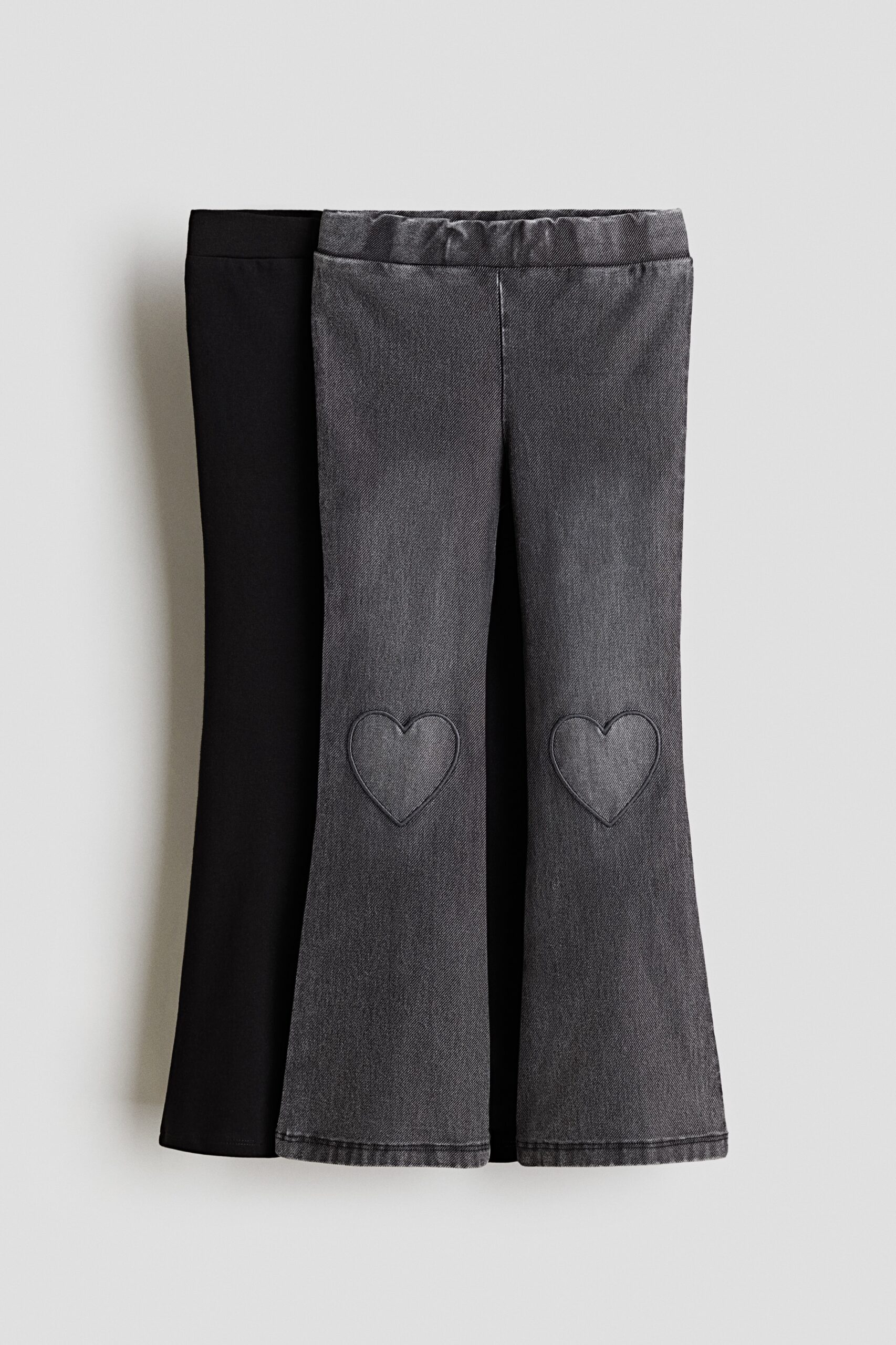 H & M - Set van 2 flared jeggings - Zwart/Denimgrijs