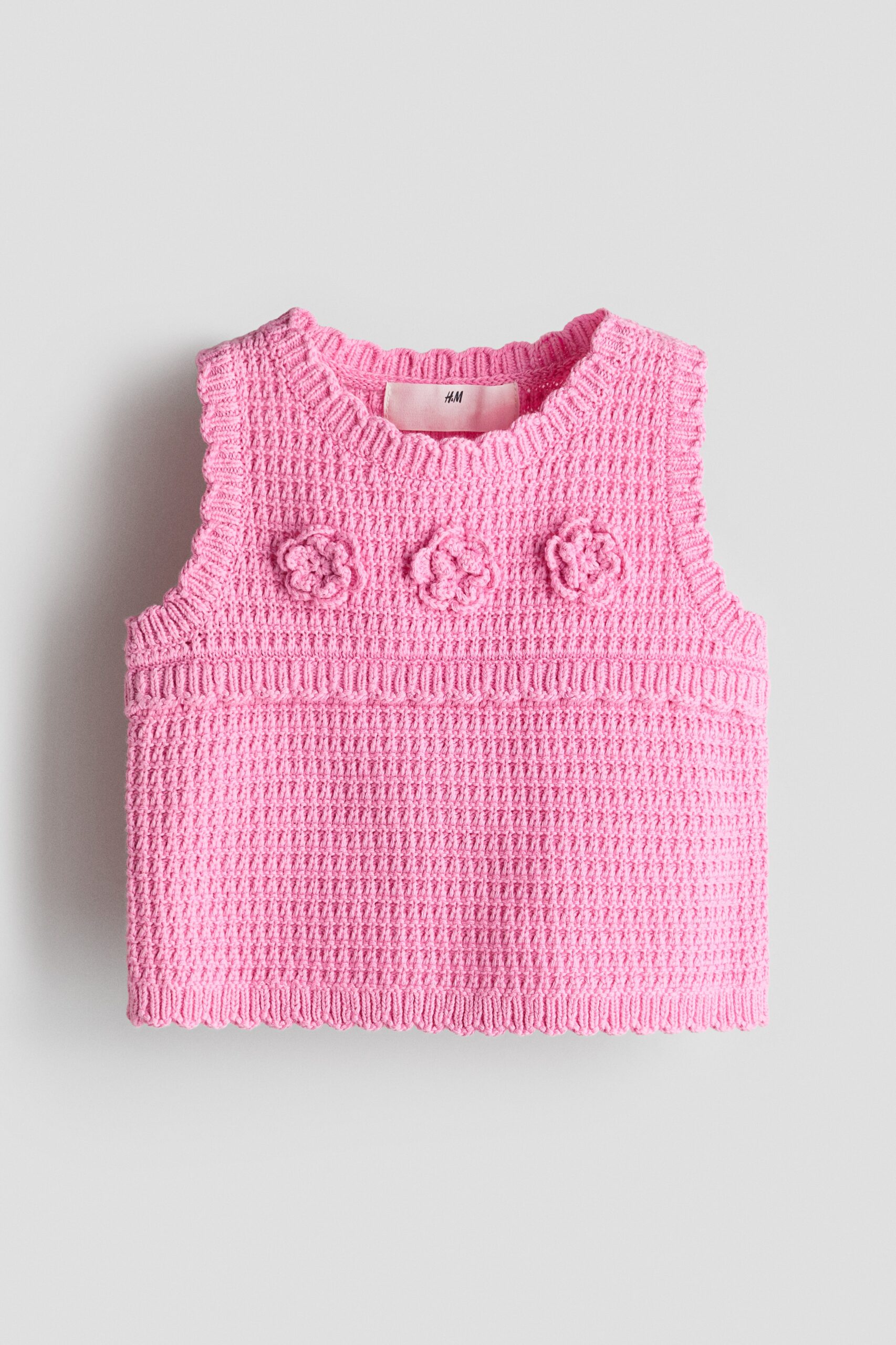 H & M - Top met gehaakte look en applicaties - Roze