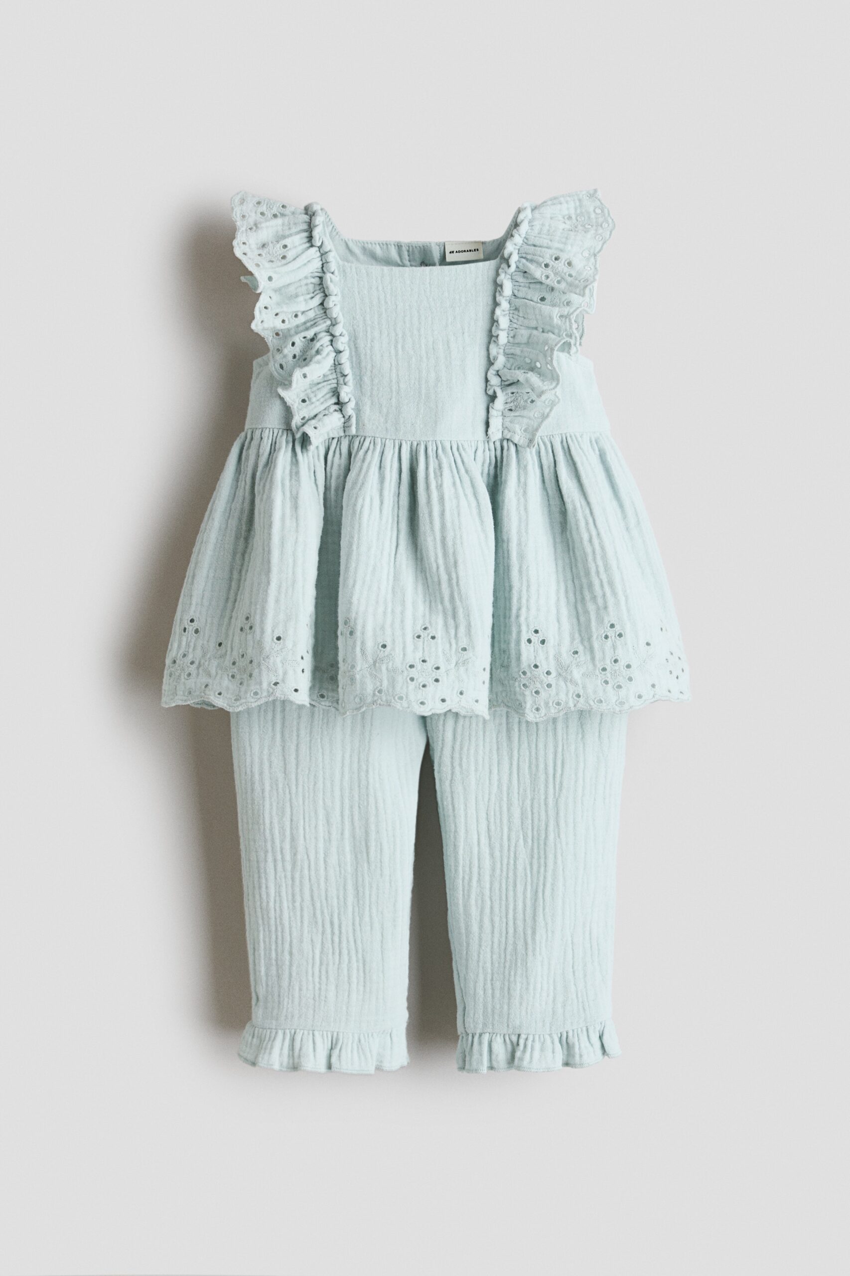 H & M - Tweedelige set van katoenen mousseline - Lichtturkoois