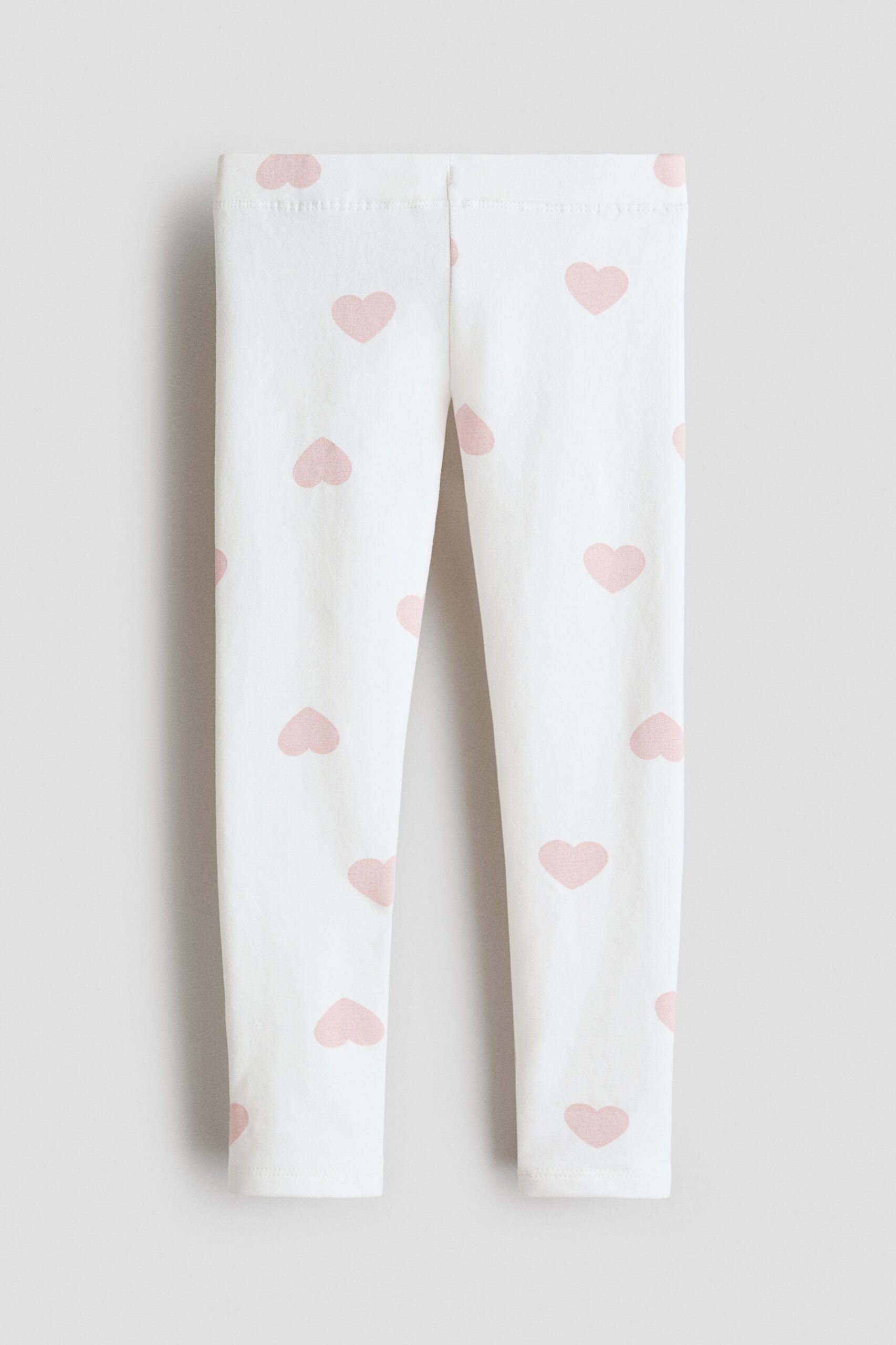 H & M - Legging met geruwde binnenkant - Wit/Hartjes